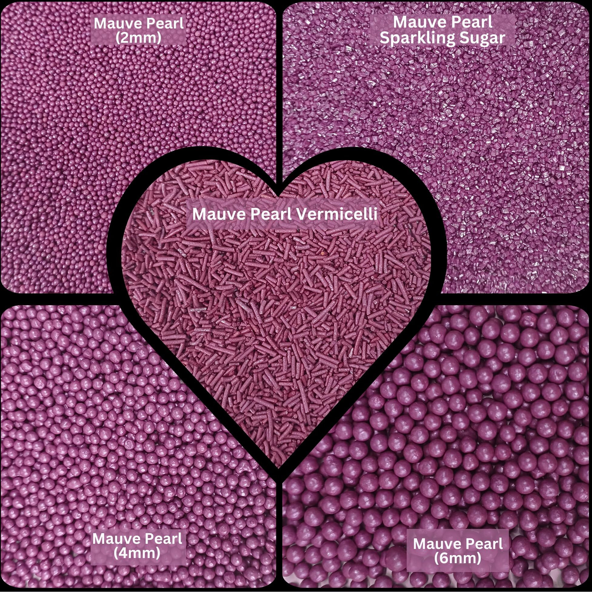 Confect Sprinkles For Cakes & Cupcakes Decoration | Birthday Sprinkles | Assorted Pack Of 5 Magical Evening Ball Pearl Sprinkles | Mauve Sprinkles | Mix Dragees, Jimmies & Sparkling Sugar - 3.5 Oz