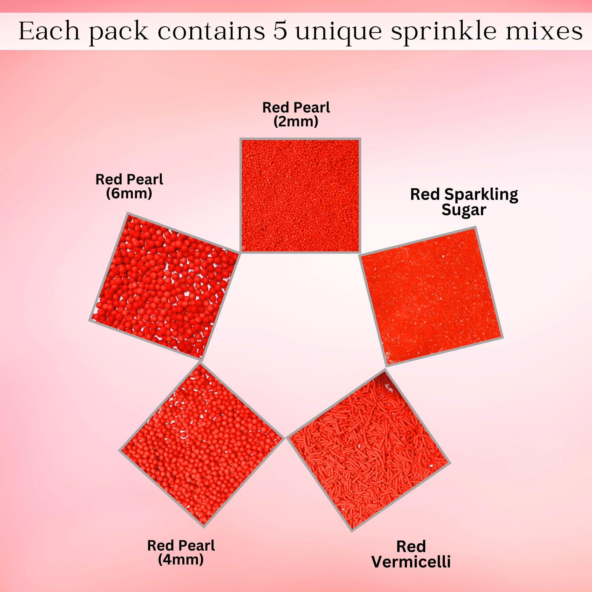 Confect Red Sprinkles | Sprinkles For Cakes & Cupcakes Decoration | Birthday Sprinkles | Assorted Pack Of 5 Halloween Graveyard Party Red Sprinkles Mix Dragees, Jimmies & Sparkling Sugar - 3.5 Oz