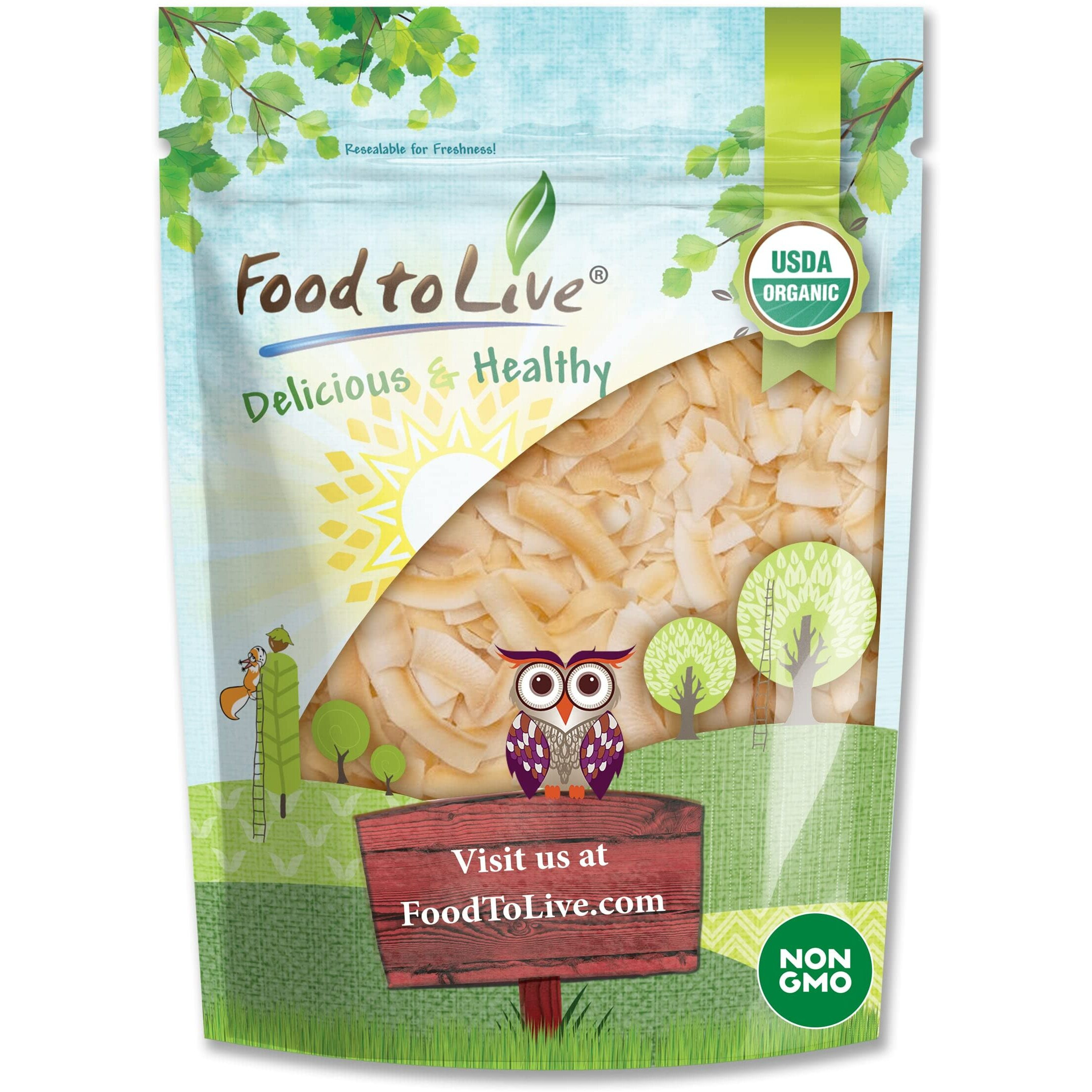 Food To Live Organic Toasted Coconut Chips, 1 Pound - Non-Gmo, Desiccated Coconut Flakes, Unsweetened, Unsulfured, Vegan, Bulk. High In Fiber. Great Snack. Perfect For Baked Goods, Granola