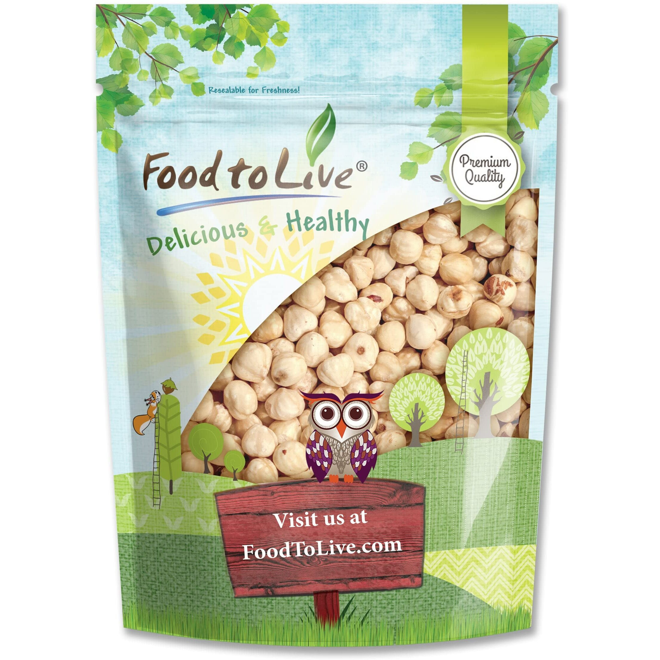 Food To Live Blanched Hazelnuts, 8 Oz Raw Whole Filberts, No Skin, Unsalted, Unroasted Nuts, Vegan Snack, Kosher. Keto. Good Source Of Vitamins And Protein. Great For Baking, Granola & Butter Making