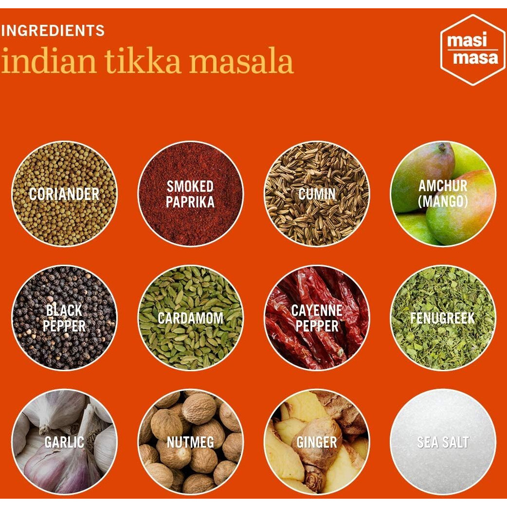 Masi Masa Mixed 4-Pack Indian Tikka Masala, Thai Green Curry, Japanese Gold Curry & Moroccan Ras El Hanout Spice Blend (4 Pack), Seasoning For Simmer Sauce, Marinade Or Rub, Vegan, No Gluten, Soy, Dairy, Or Gmos