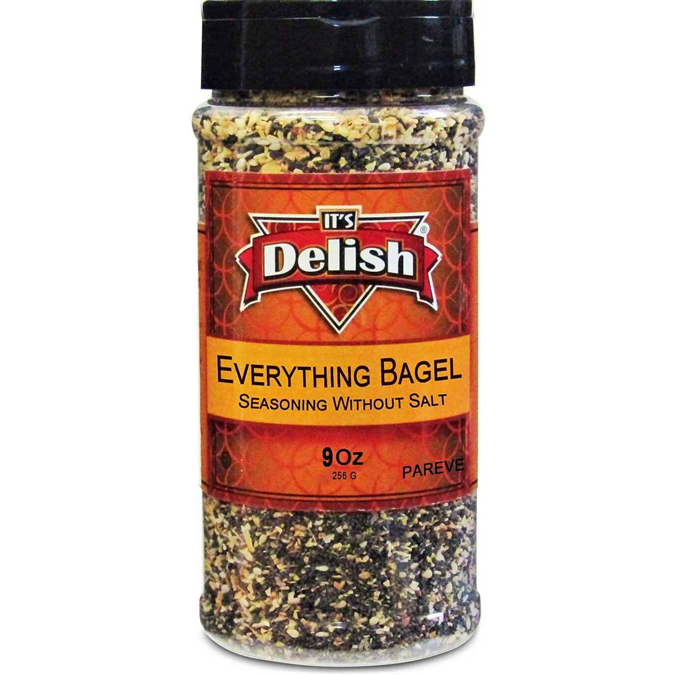 Everything Bagel Seasoning Blend With No Salt By It's Delish, 9 Oz Medium Jar - Premium All Natural Bagel Spice Seasoning Mix Without Salt For Bagels, Buns, Bread, Salad Topping Seasonings For Food - Usa Made, Salt-Free, Keto, Vegan, Kosher