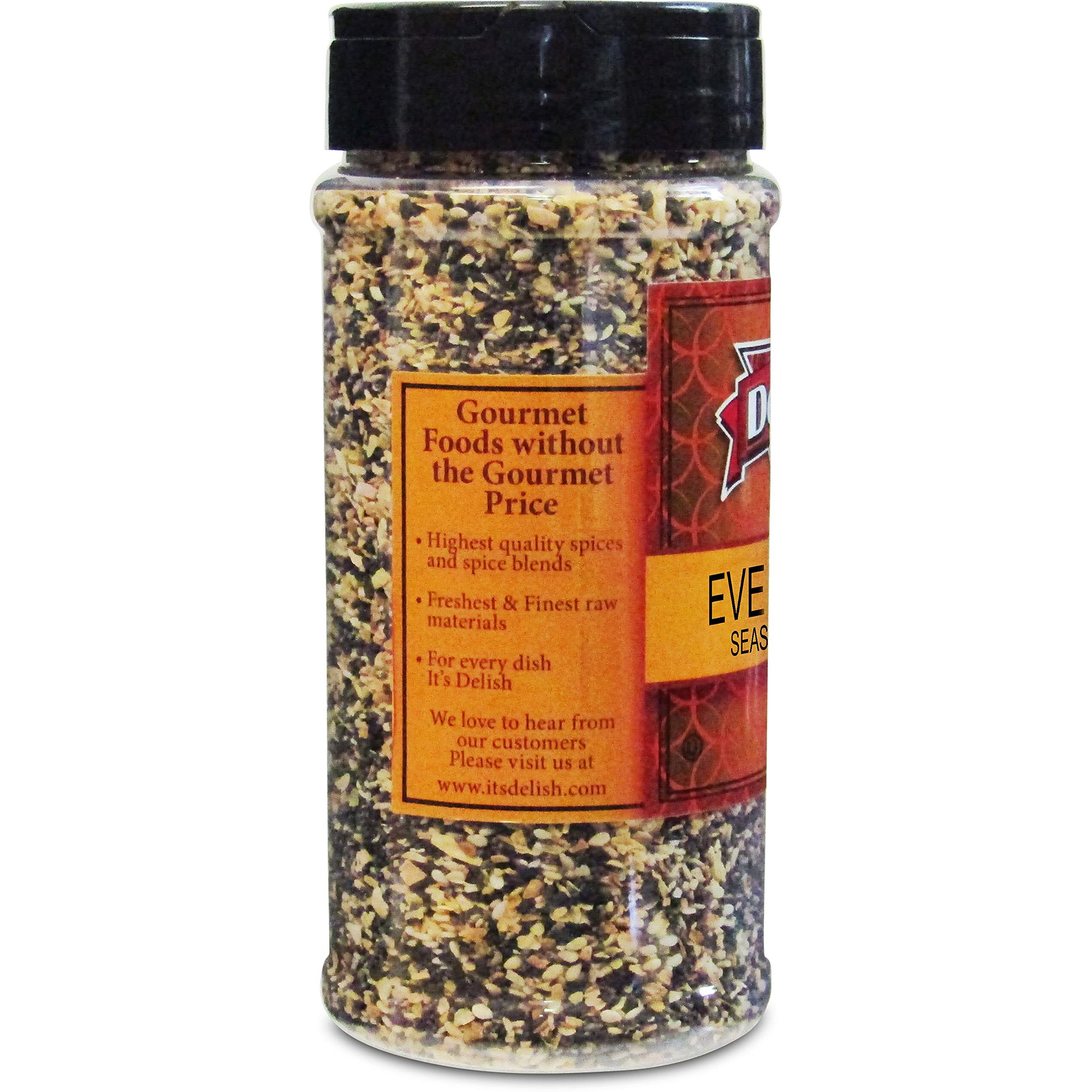 Everything Bagel Seasoning Blend With No Salt By It's Delish, 9 Oz Medium Jar - Premium All Natural Bagel Spice Seasoning Mix Without Salt For Bagels, Buns, Bread, Salad Topping Seasonings For Food - Usa Made, Salt-Free, Keto, Vegan, Kosher