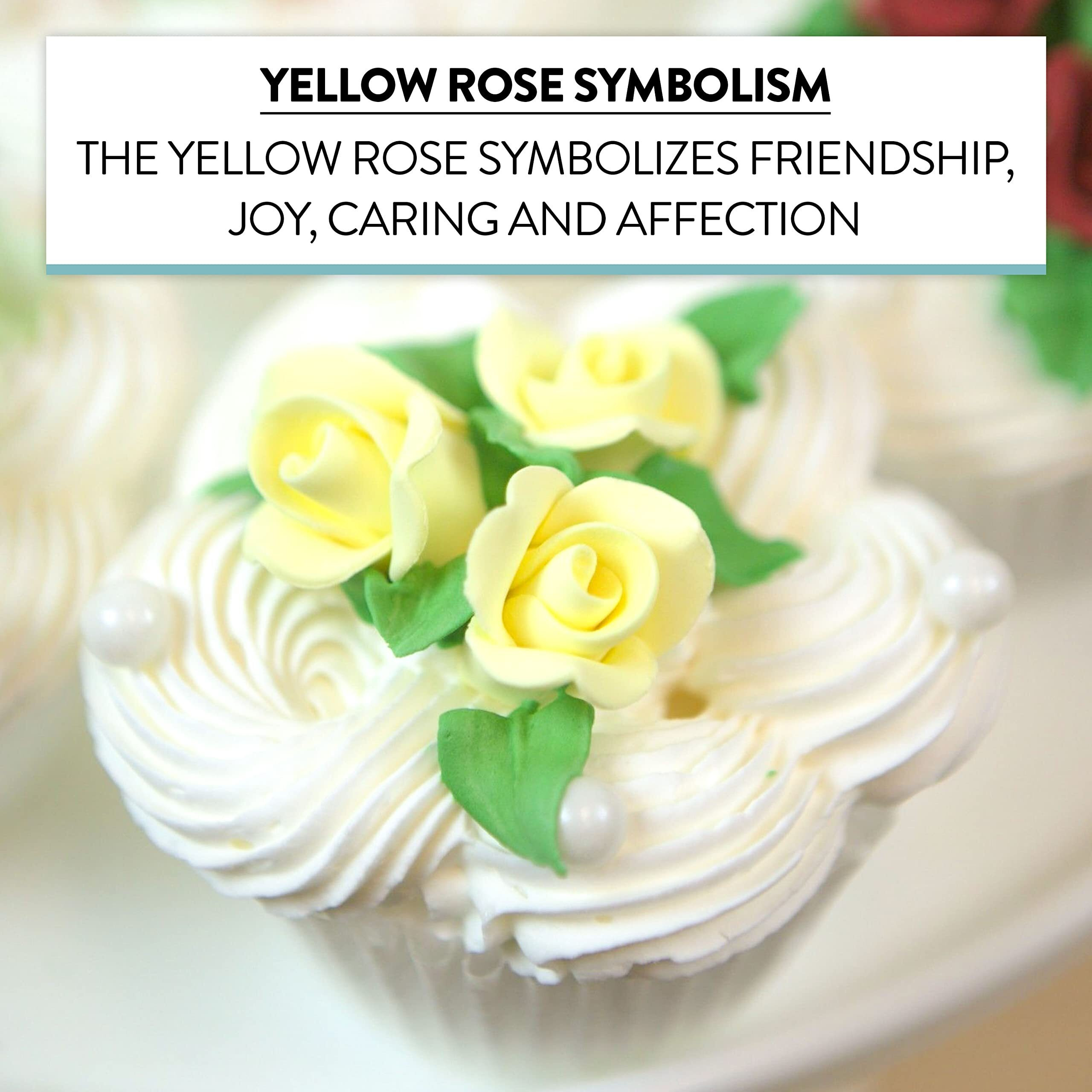 Global Sugar Art Rose Sugar Cake Flowers, Yellow, Unwired Very Small, 18 Count By Chef Alan Tetreault.