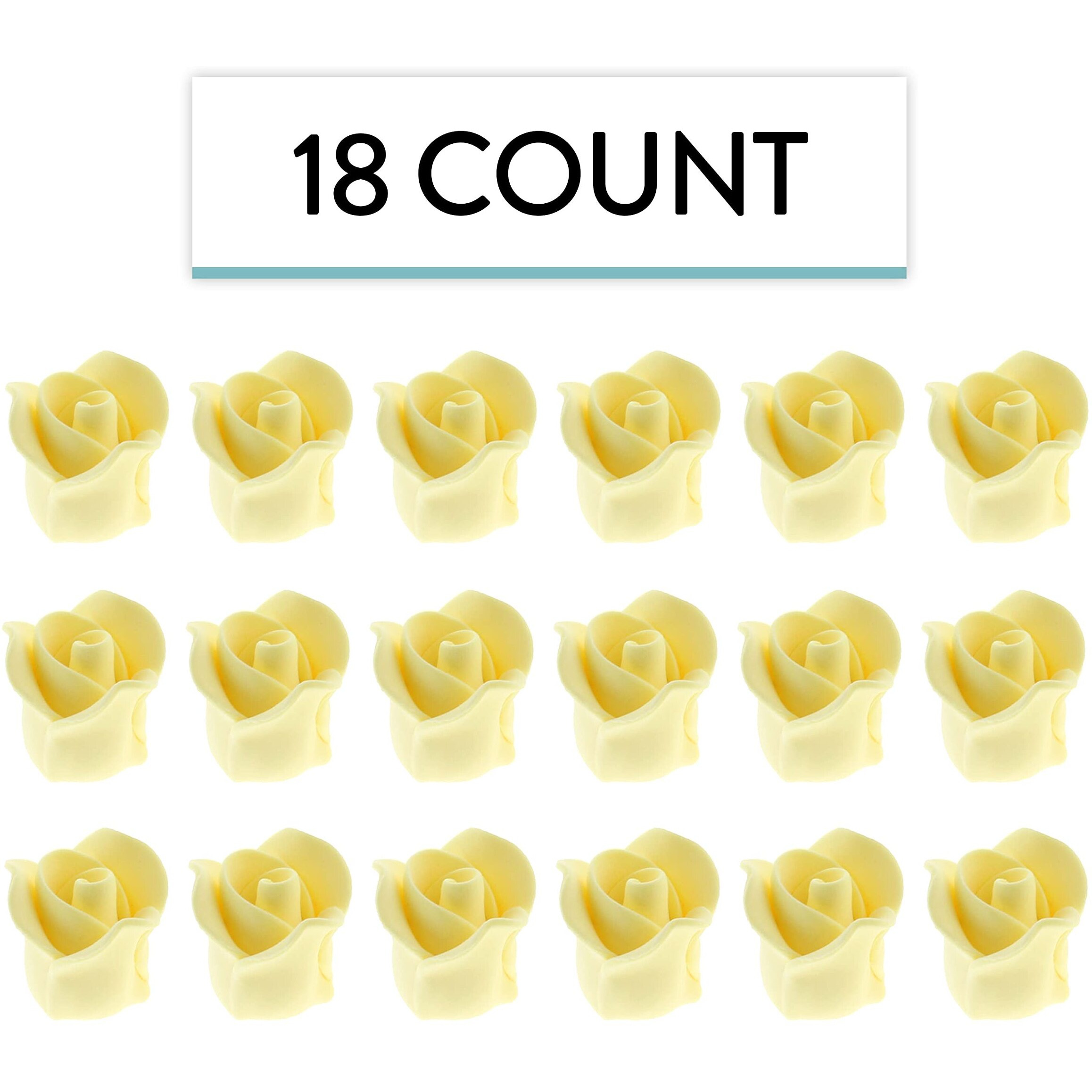 Global Sugar Art Rose Sugar Cake Flowers, Yellow, Unwired Very Small, 18 Count By Chef Alan Tetreault.