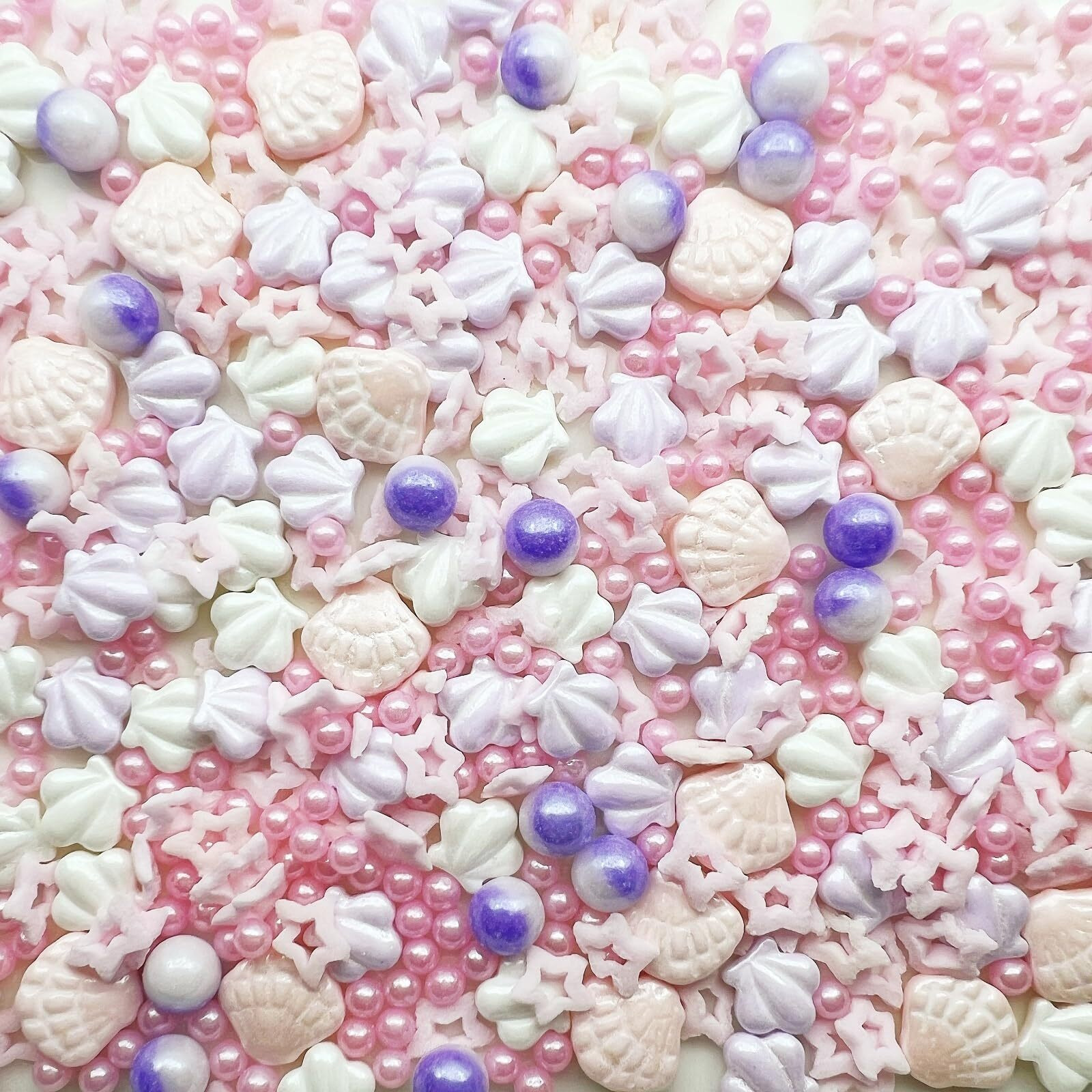 Se Si&Moos Pink Sprinkles Pink Sea Shell Sprinkles Edible Seashells Cake Decorations Edible Beach Cake Decoration Edible Sea Shell Cake Sprinkles Pink Edible Pearls For Decorating Cakes,Cupcakes,Desserts Toppings 3 Oz