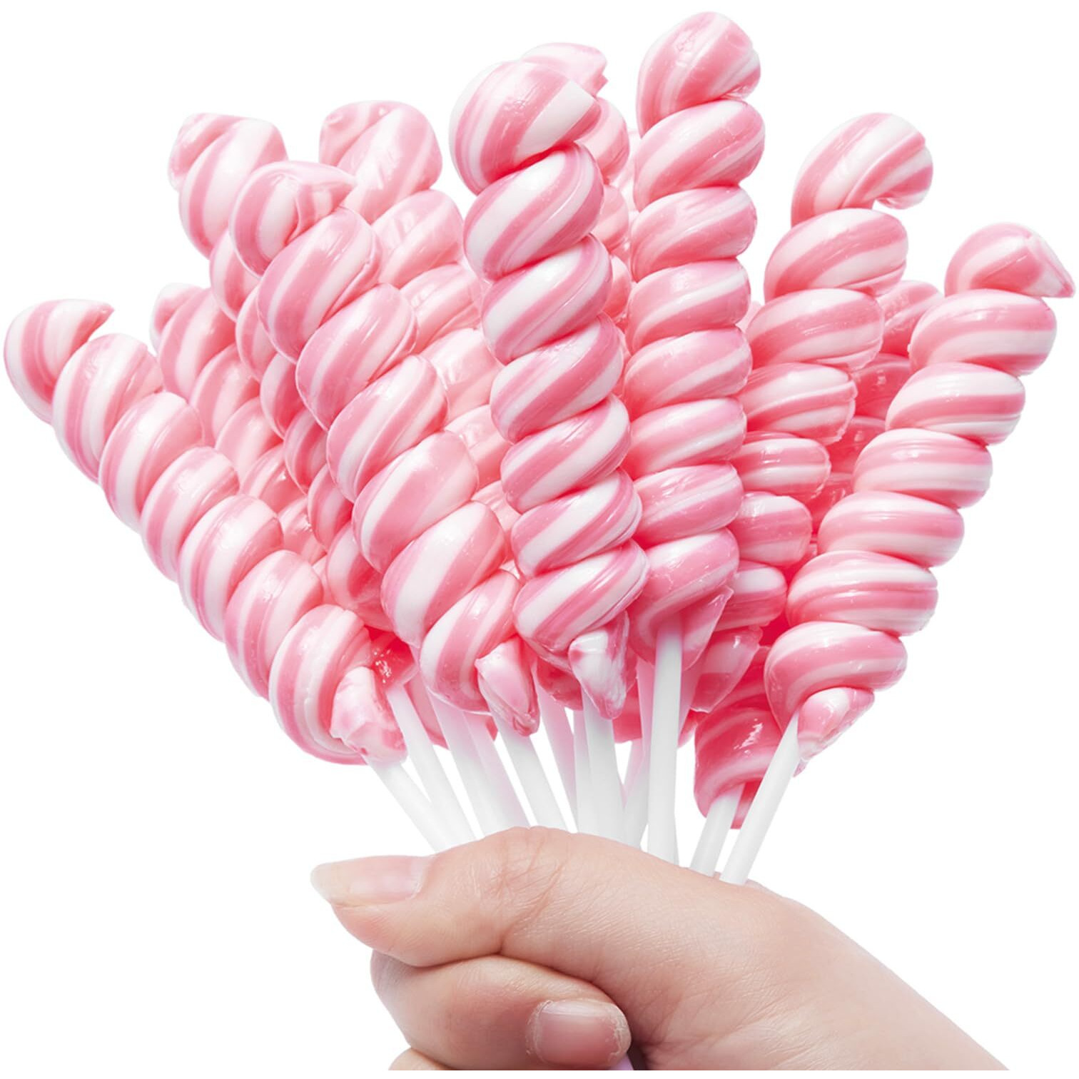 Rainbow Twist Lollipops Individually Wrapped Bulk, Twisty Lollipop, Kid's Lollipops Candy For Birthday Party,Strawberry Flavor 15 Pack - Big Size