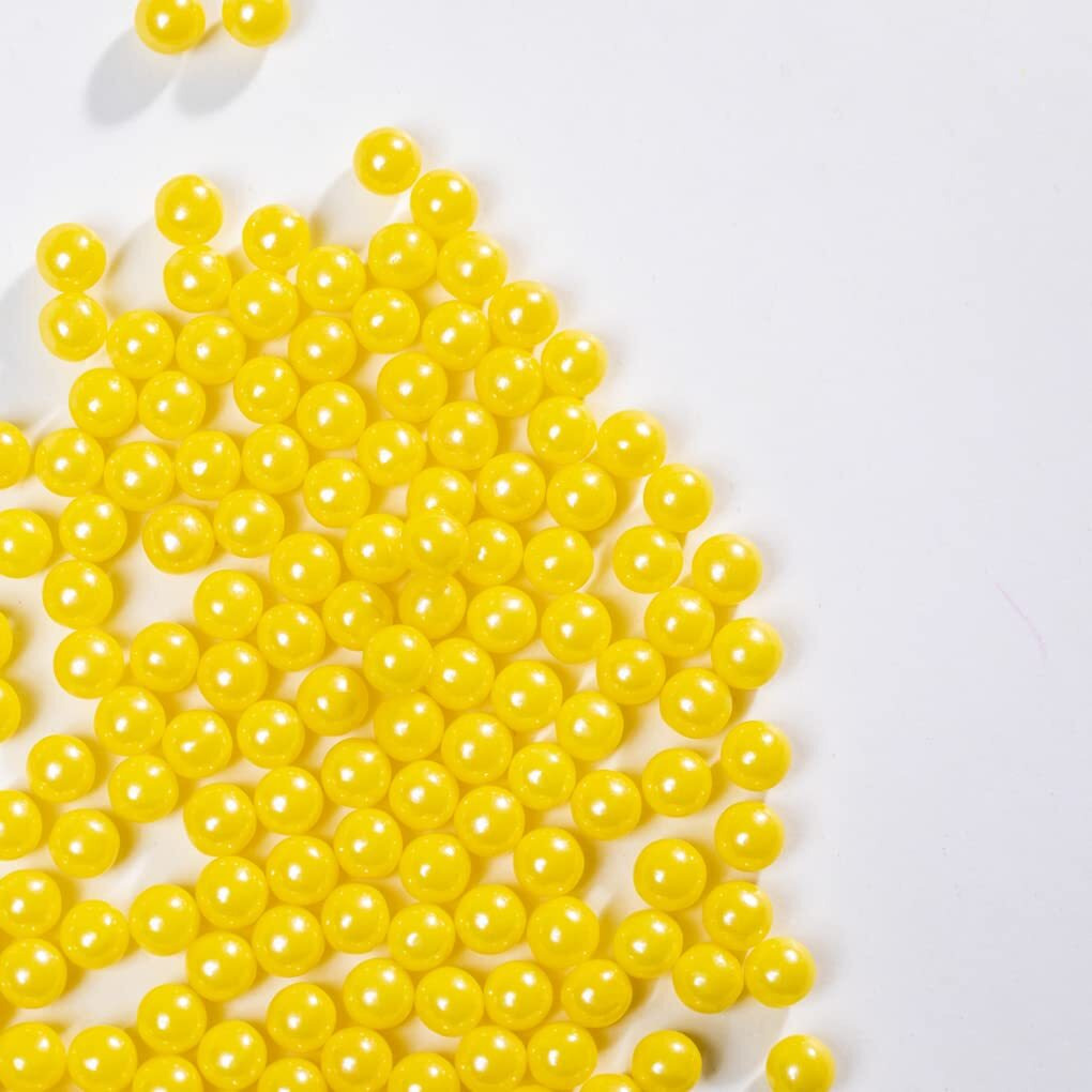 Yellow Sprinkles Edible Pearls,Cake Sprinkles 130G 4.6Oz,Cookie Sprinkles,Sugar Pearl, Edible Candy Pearls For Cake Cupcake Decorationg (7Mm-Yellow)