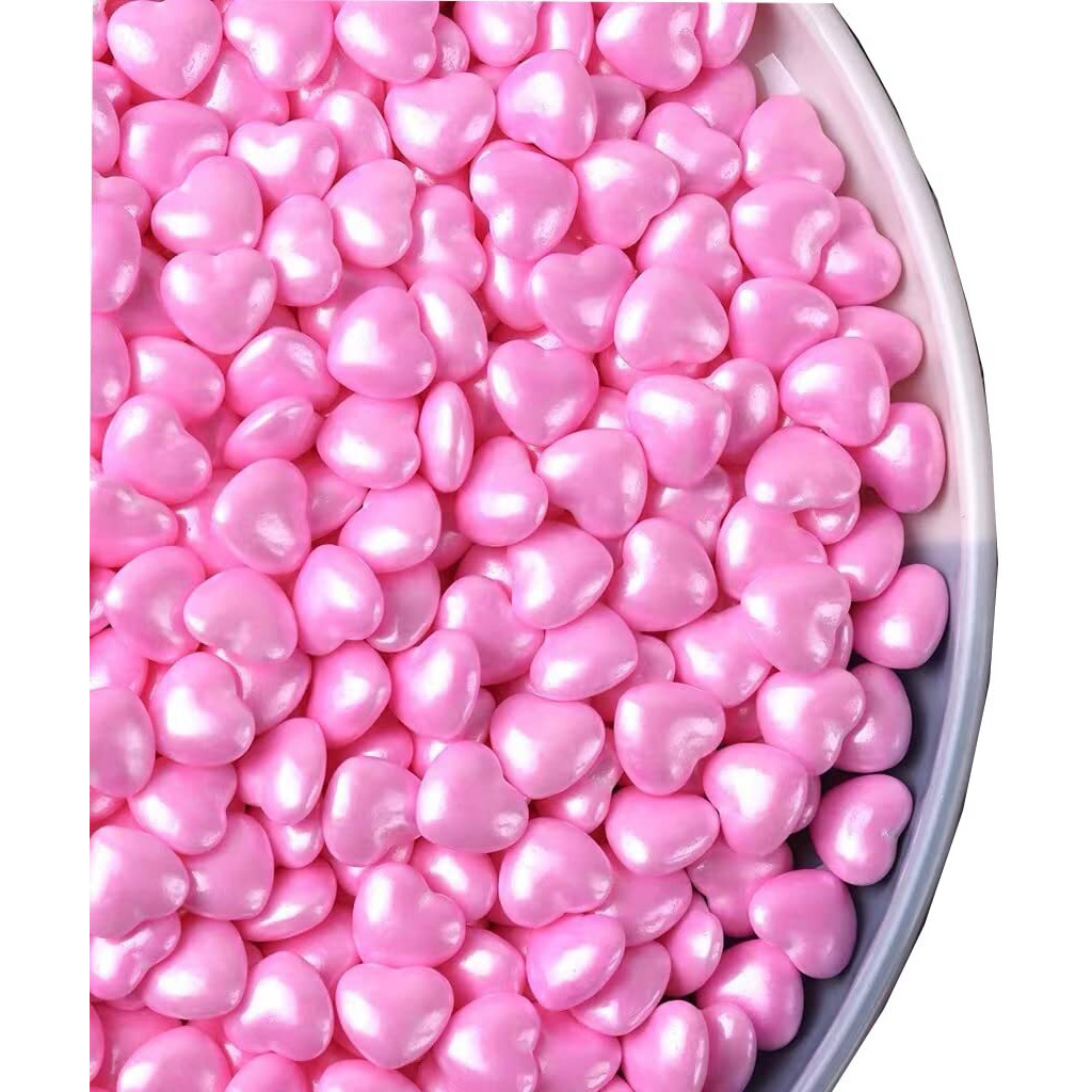 Pink Sprinkles,Heart-Shaped Cake Sprinkles 130G /4.6Oz Cookie Sprinkles,Sugar Pearl, Edible Candy Pearls For Cake 1Cupcake Decorationg (Pink)
