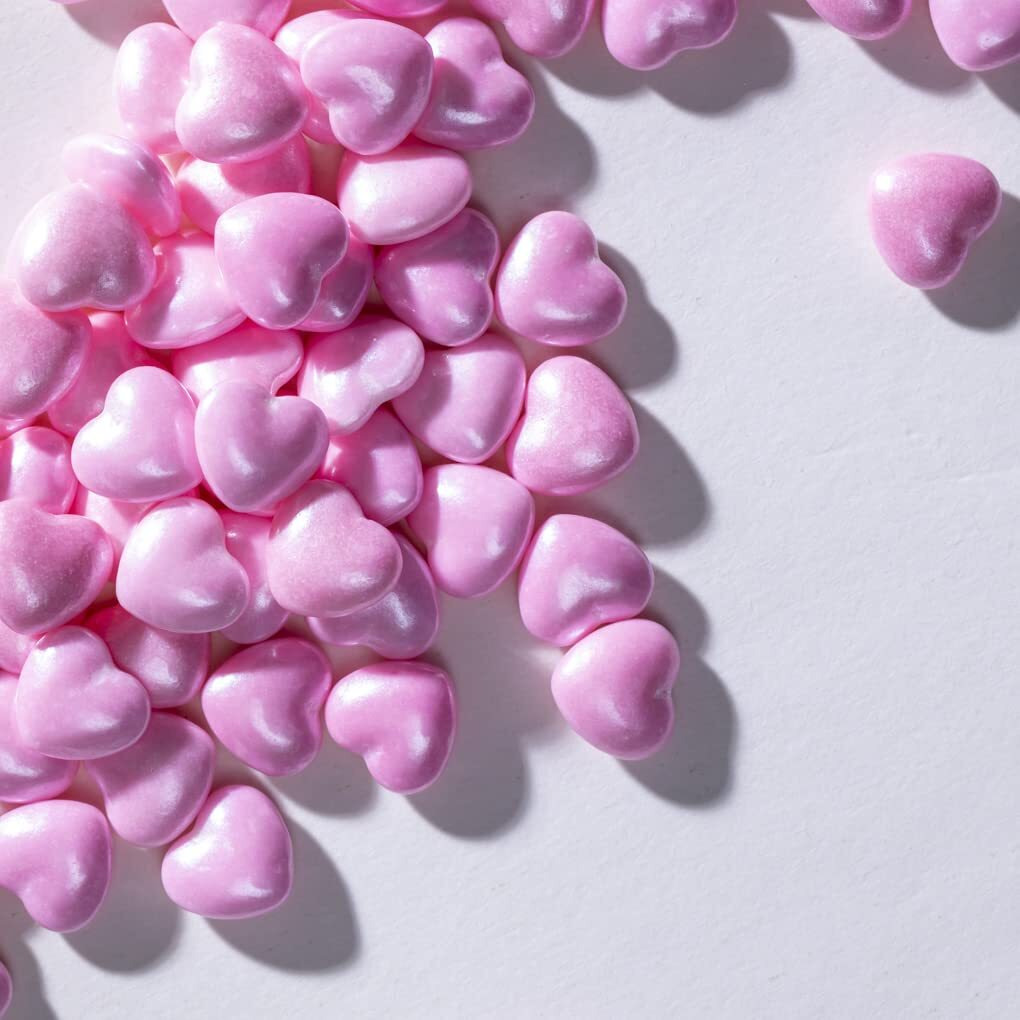 Pink Sprinkles,Heart-Shaped Cake Sprinkles 130G /4.6Oz Cookie Sprinkles,Sugar Pearl, Edible Candy Pearls For Cake 1Cupcake Decorationg (Pink)