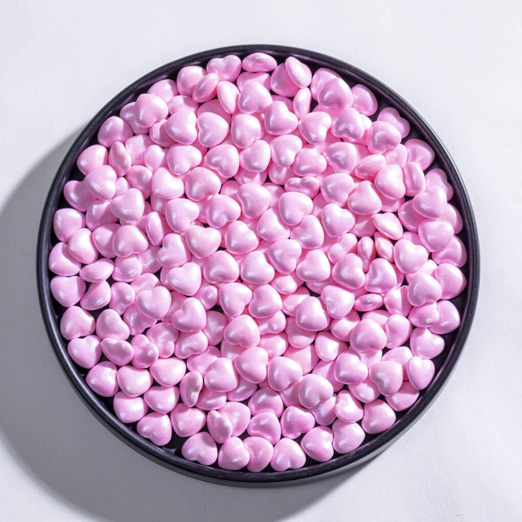 Pink Sprinkles,Heart-Shaped Cake Sprinkles 130G /4.6Oz Cookie Sprinkles,Sugar Pearl, Edible Candy Pearls For Cake 1Cupcake Decorationg (Pink)