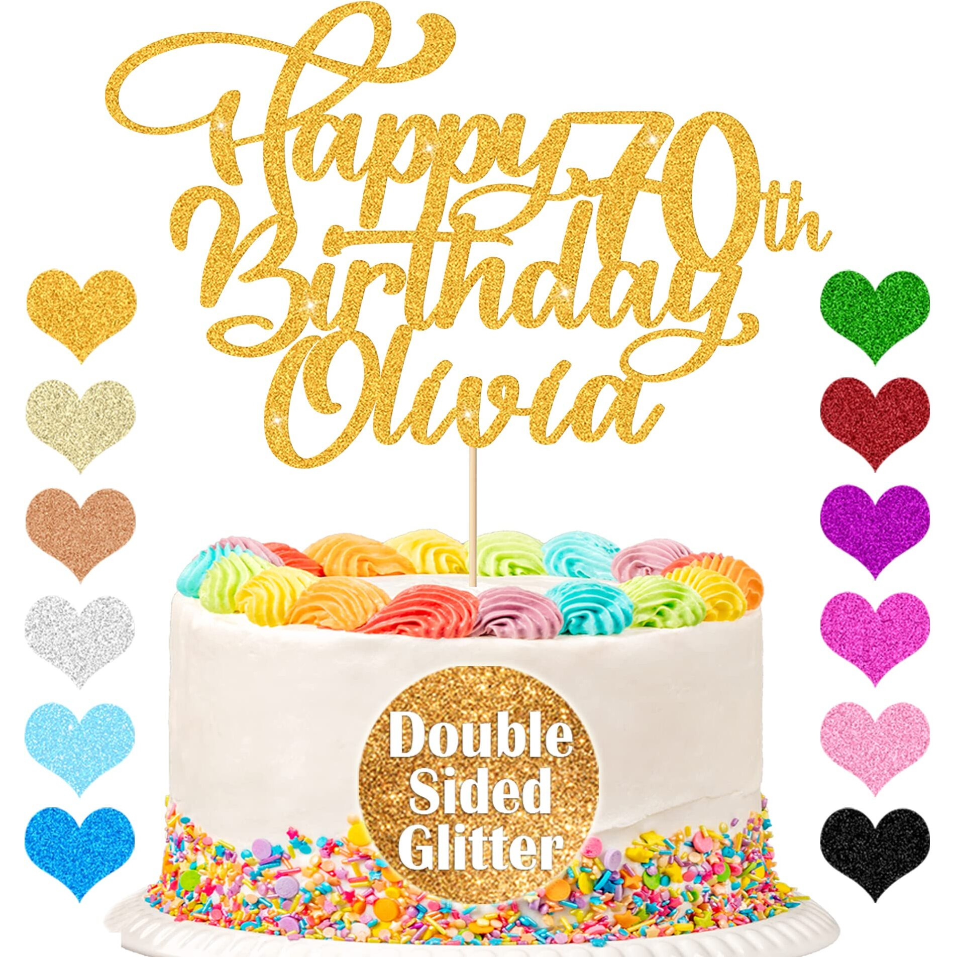 Cake Topper Customized Cake Topper Personalized Happy Birthday Cake Toppe Birthday Cake Decoration Any Name Age 1St 10Th 16Th 18Th 20Th 21St 30Th 40Th 50Th 60Th 70Th 80Th