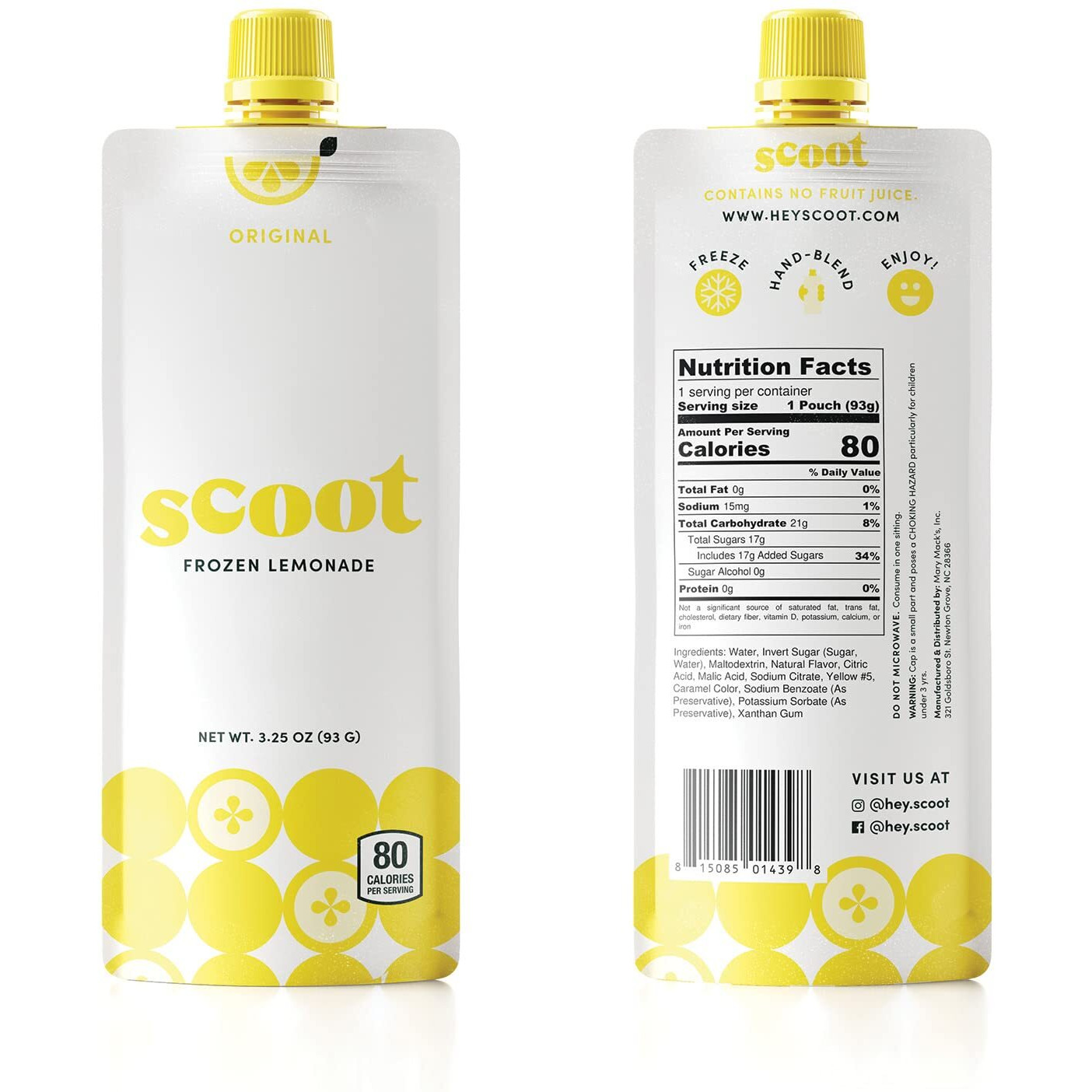 Scoot Frozen Lemonade 12 Pack Original Lemon 12-3.25-Ounce Shelf-Stable Pouches Of Classic Lemon Flavor Lemonade, Ready To Freeze, Squeeze Into A Slushy, And Enjoy