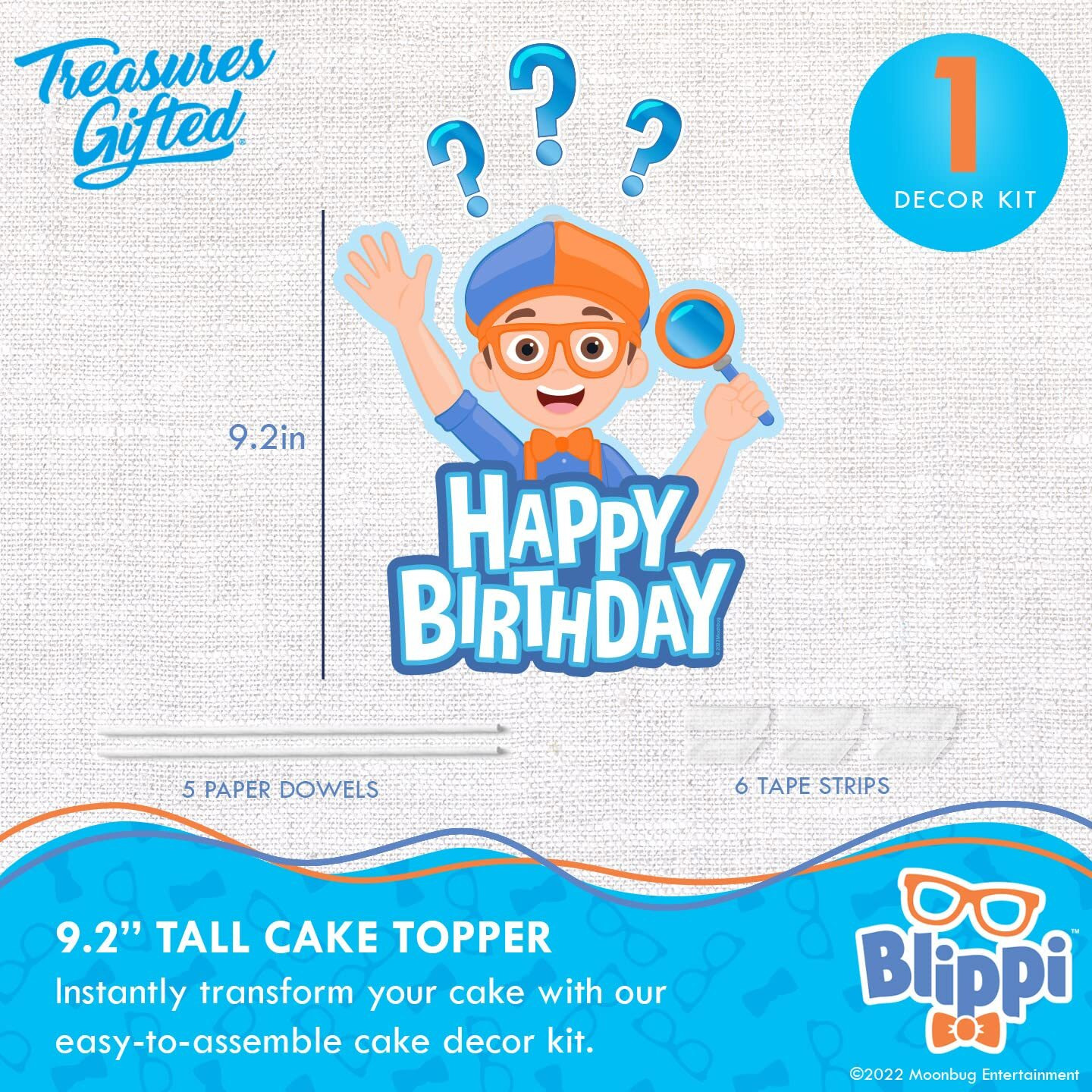 Treasures Gifted Officially Licensed Blippi Birthday Party Supplies - Cake Topper Set - 1 Blippi Cake Topper & 24 Blippi Cupcake Toppers With Matching Cupcake Wrappers - Blippi Cake Decorations