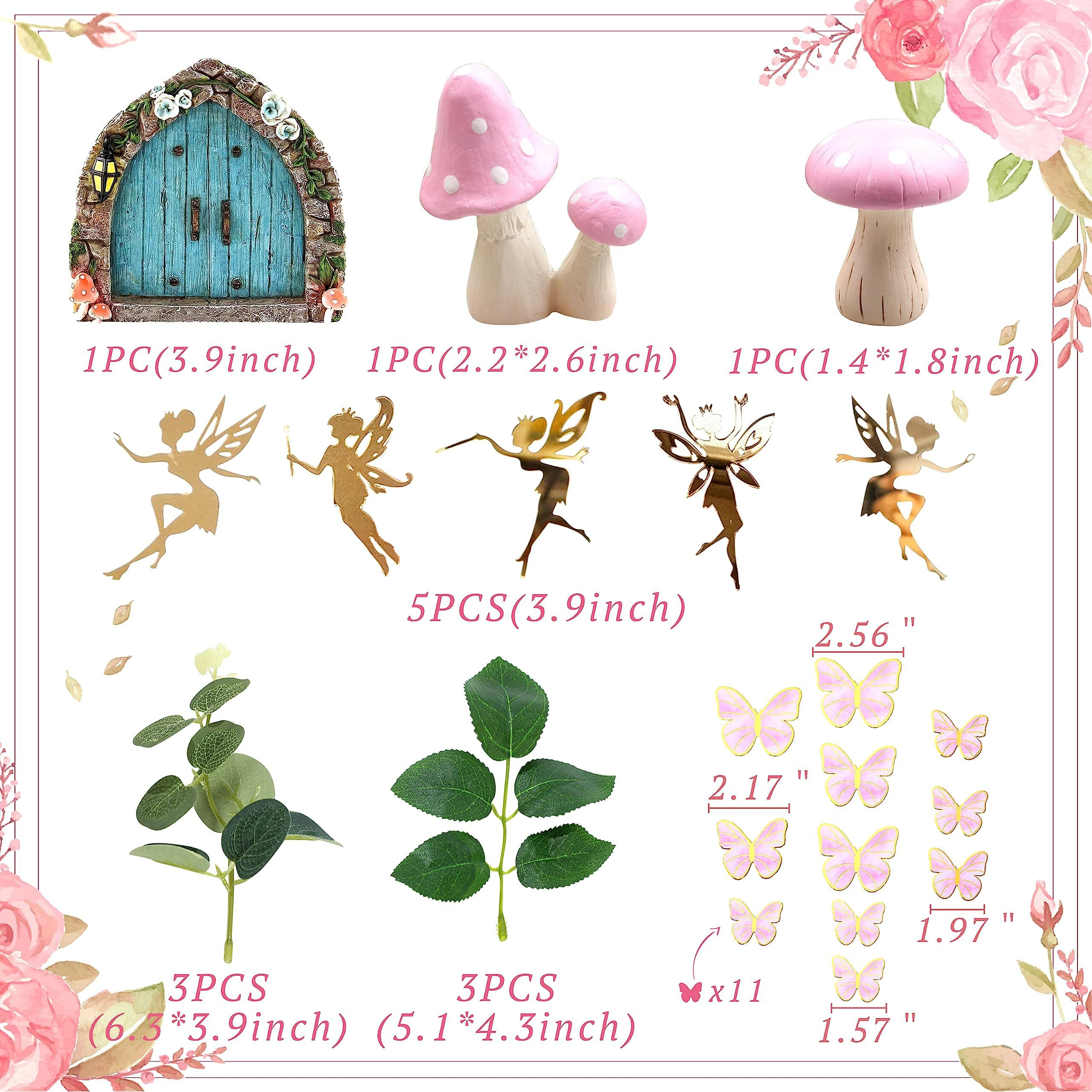 Jevenis 25 Pcs Pink Mushroom House Cake Decoration Mushroom Cake Decoration Fairy Cake Decoration Garden Fairy Cake Decoration Fairy Party Supplies Fairy Party Favors