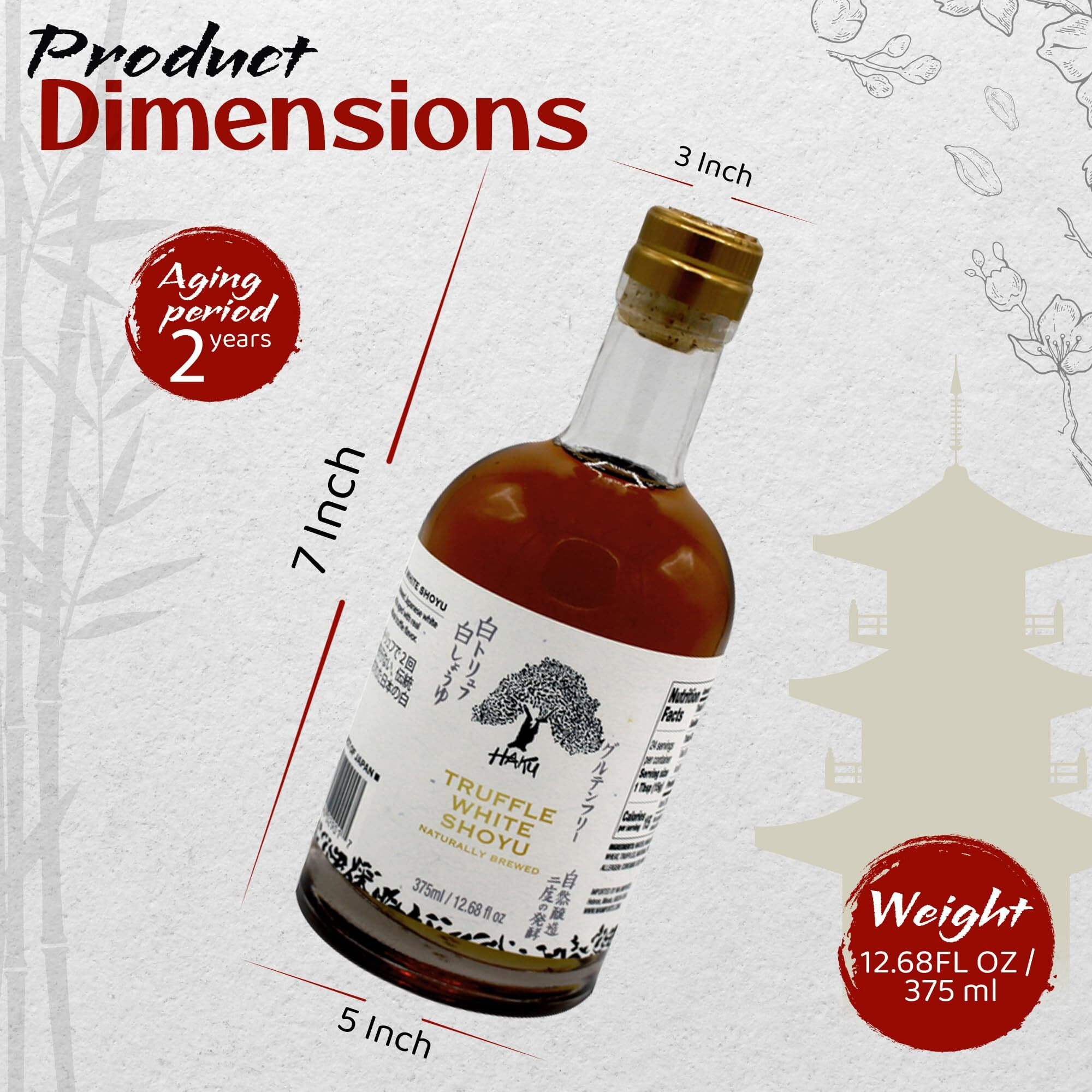 Haku Truffle White Shoyu Naturally Brewed Aged 2 Years, 12.68 Oz (375 Ml) - Traditional Gourmet Dipping Sauce & Marinade For Sushi, Meat, Rice, Stir Fry, Dumplings, & Asian Cuisines