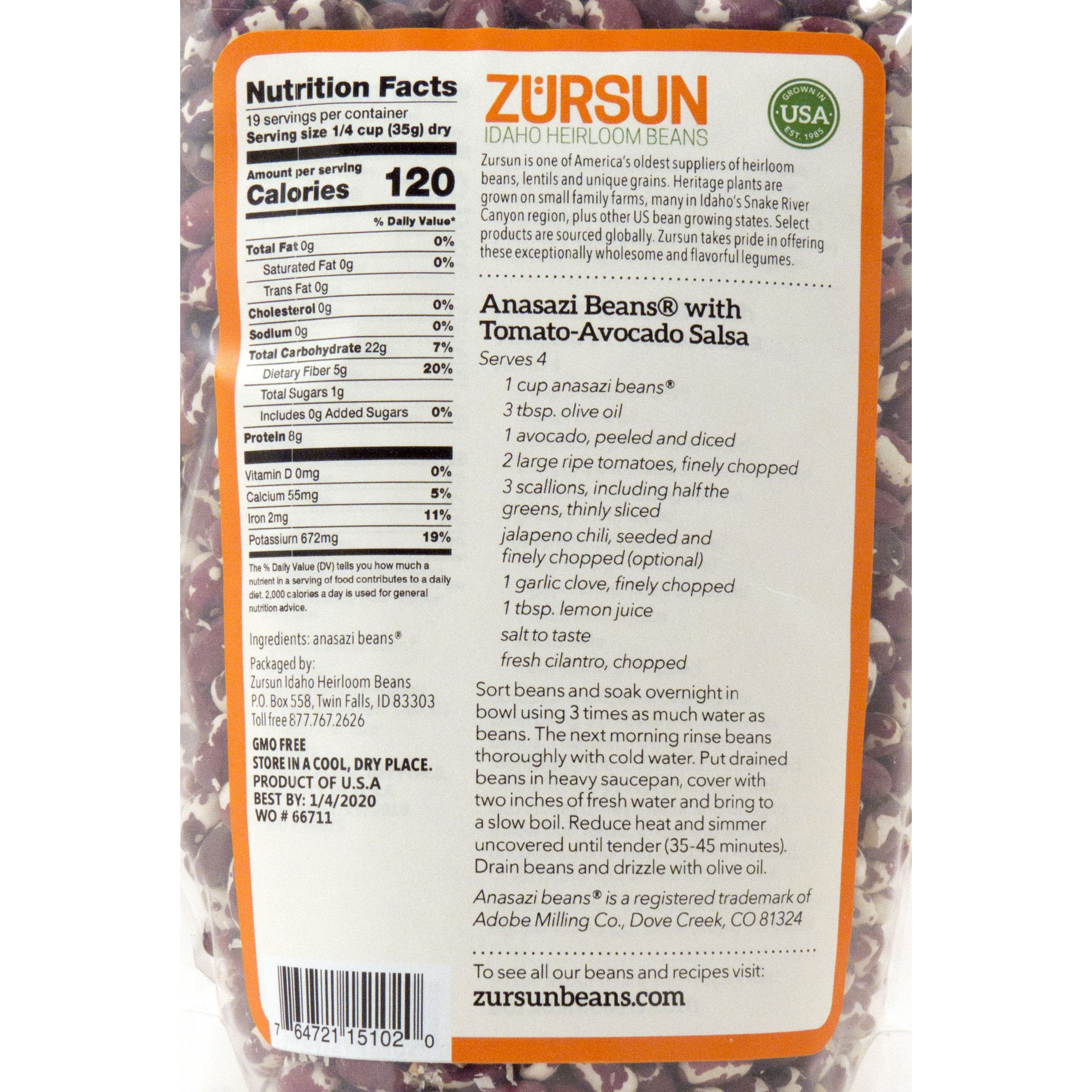 Zursun Heirloom Dry Anasazi Beans 24 Oz Each (2-Pack)