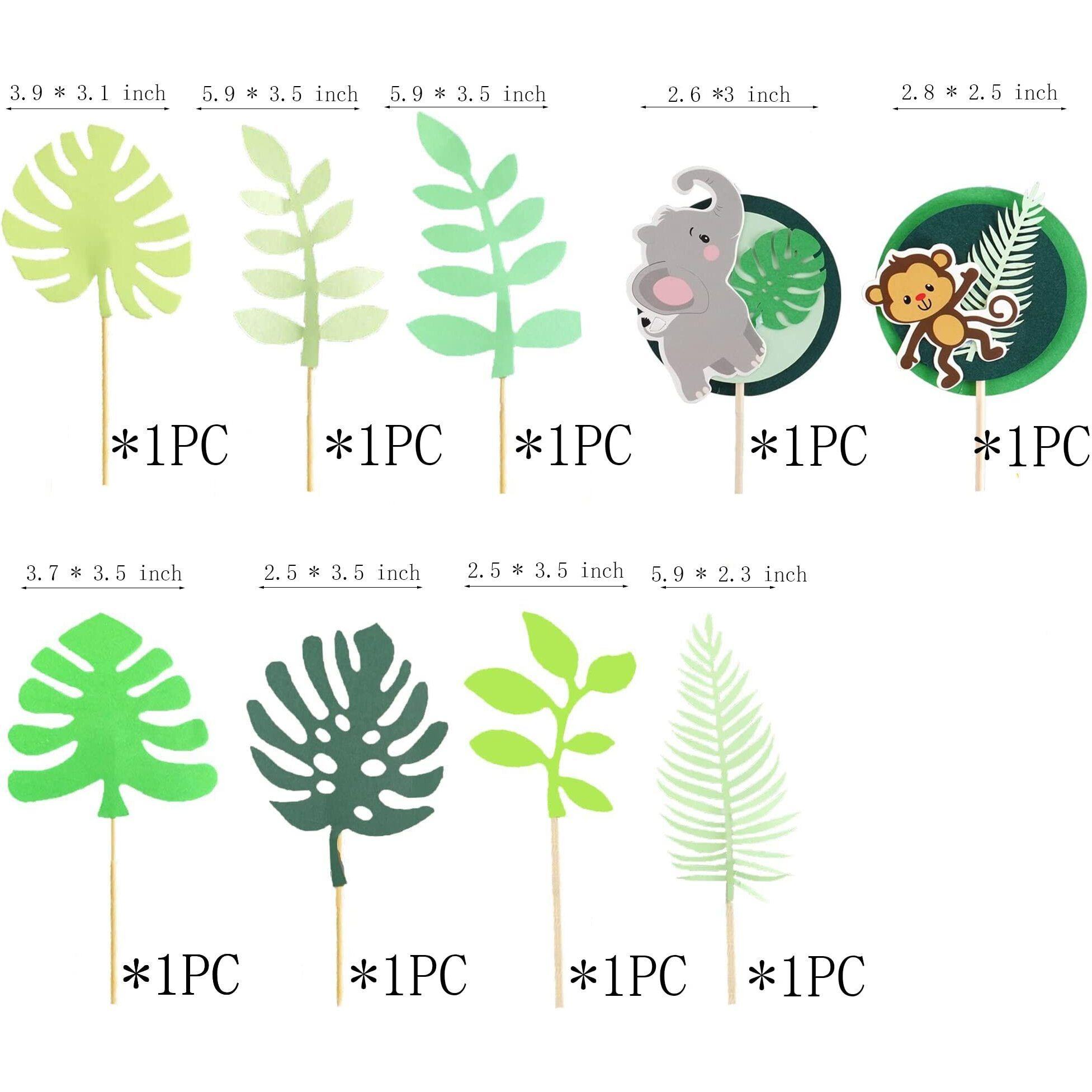 16 Pcs Safari Cake Topper Elephant Birthday Cake Toppers Jungle Animals Cakes Toppers 1St Birthday Decorations Woodland Animal Tiger Lion One Cake Topper For Jungle Birthday Cake Decorations