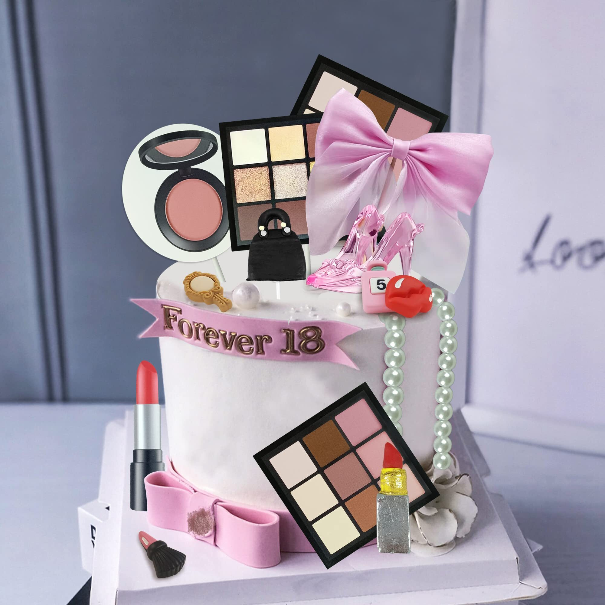 15Pcs Makeup Cake Toppers Makeup Cake Decorations Birthday Cake Decorations Bridal Shower Cake Topper Makeup Birthday Party Supplies