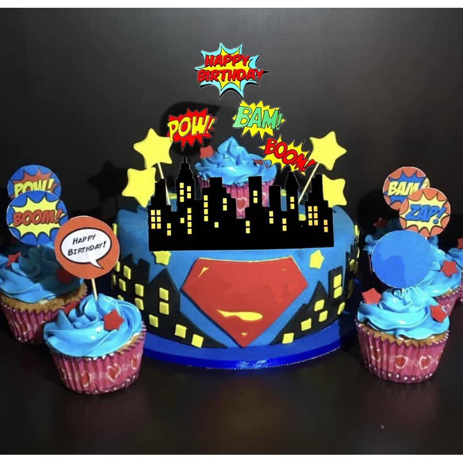Gallarato Superhero Birthday Cake Topper Happy Birthday Cake Decorations For Hero Themed Birthday Party Supplies Superhero Birthday Decor
