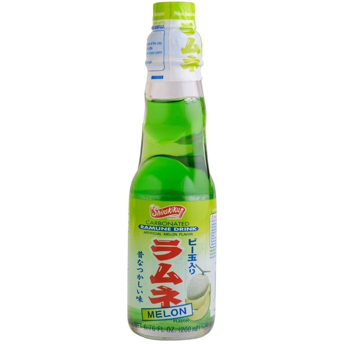 Shirakiku Ramune Drink, Melon, Carbonated Marble Soft Drink Of Japan 6.76 Oz (Pack Of 6)