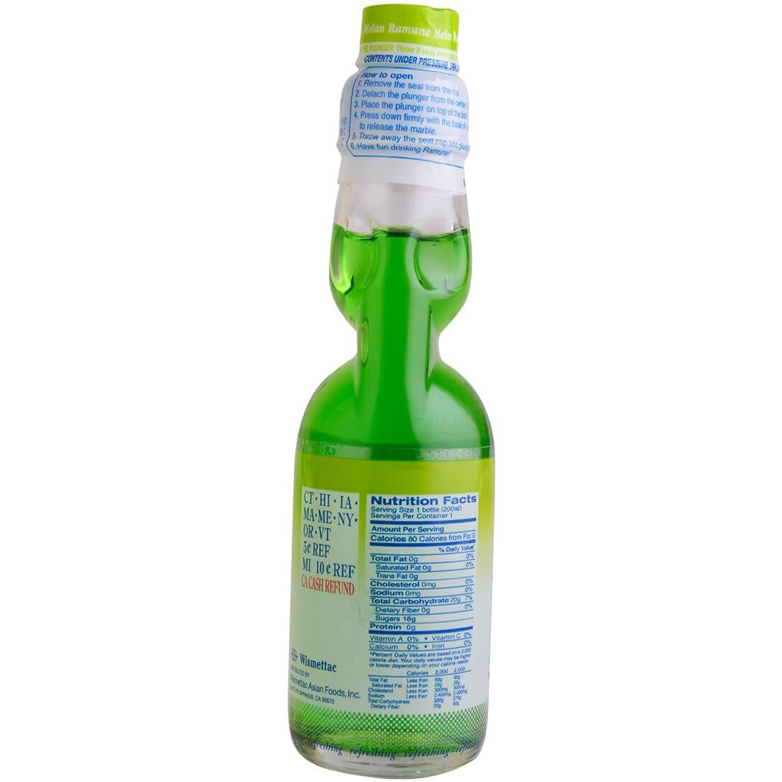 Shirakiku Ramune Drink, Melon, Carbonated Marble Soft Drink Of Japan 6.76 Oz (Pack Of 6)