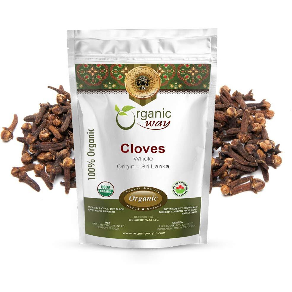 Organic Way Hand Selected Cloves Whole (Syzygium Aromaticum) - Adds Flavour & Aroma | Organic & Kosher Certified | Raw, Non Gmo & Gluten Free | Usda Certified | Origin - Sri Lanka (1 Lbs)