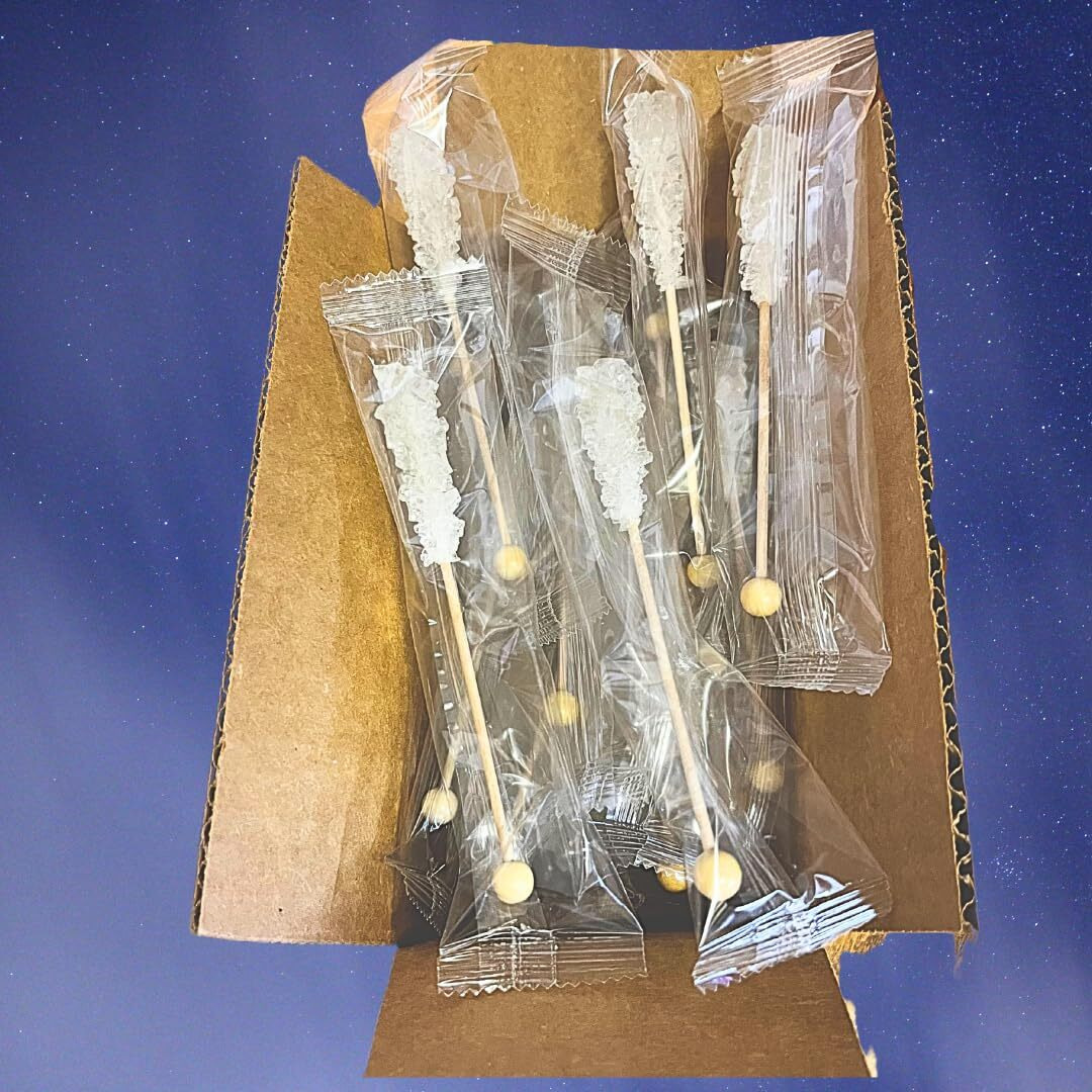 Civilized Coffee Premium Rock Candy, Large Swizzle Sugar Sticks, All Natural, Individually Wrapped, Non-Gmo, Gluten-Free (50 Count)