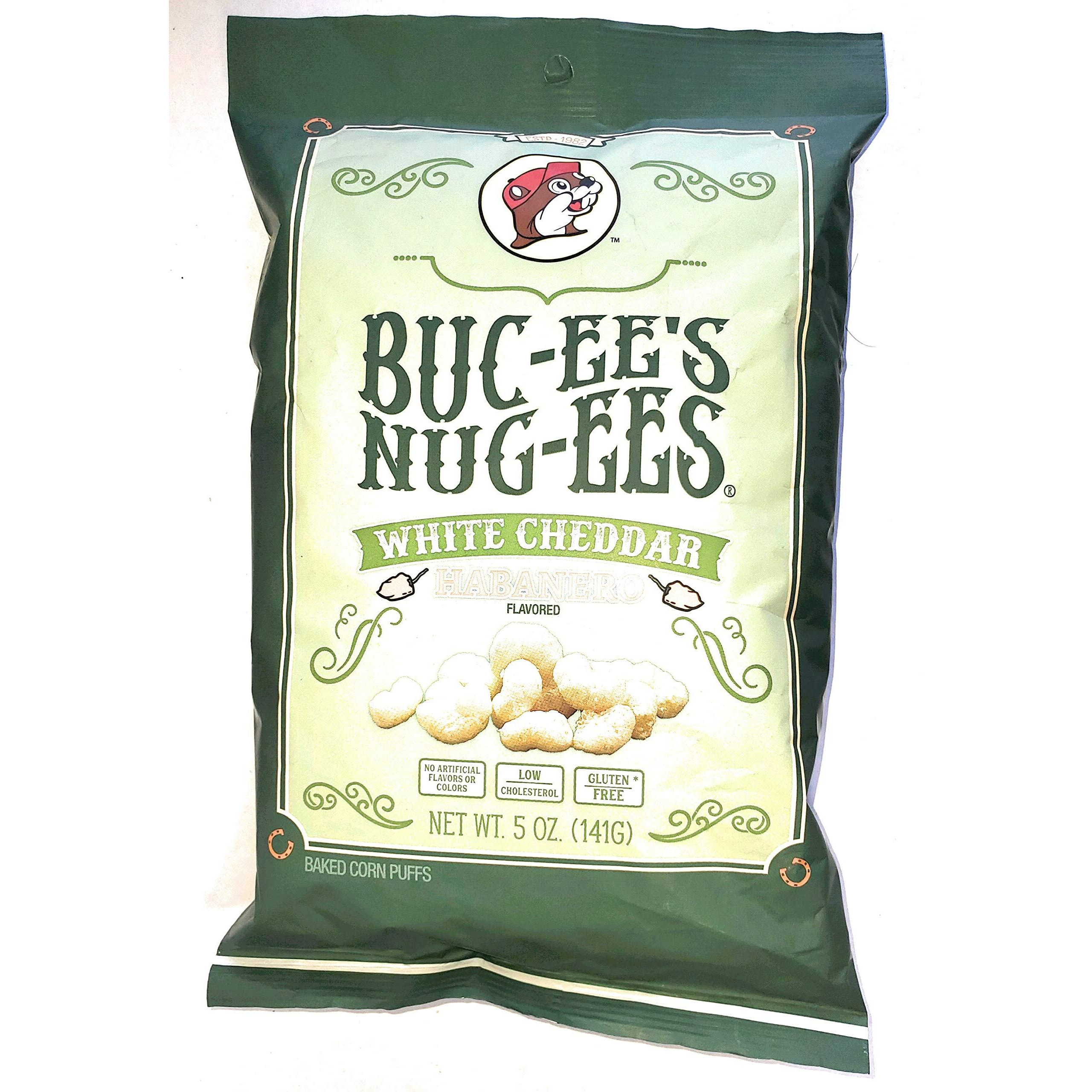 Buc-Ee's Nug-Ees White Cheddar Habanero Flavored Powdery Cheese-Flavored Beaver Nuggets Sweet Corn Puff Snacks From Texas, 1 Bag Of 5 Ounce