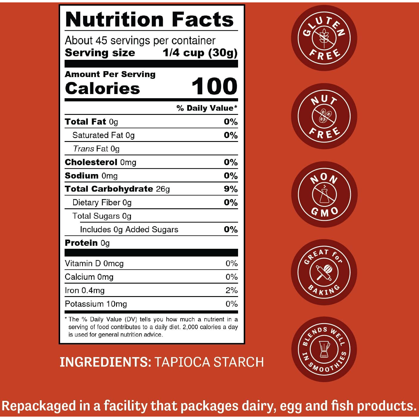 Judees Tapioca Starch 3 Lb - Non-Gmo, Gluten-Free And Nut-Free - Great For Gluten-Free Baking, Cooking, Thickening, And Making Boba - Packaged In The Usa