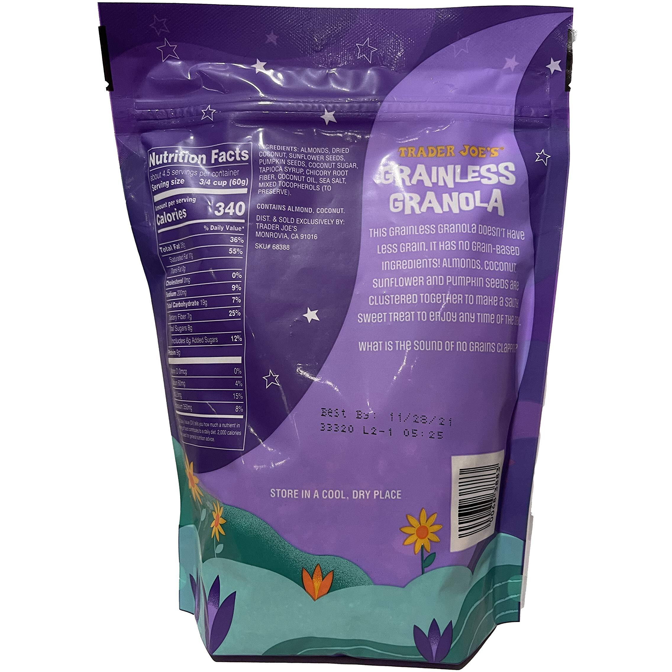 Trader Joe's Grainless Granola - Vegan & Gluten Free - Sweet & Salty Clusters Made With Almonds, Coconut, Sunflower & Pumpkin Seeds