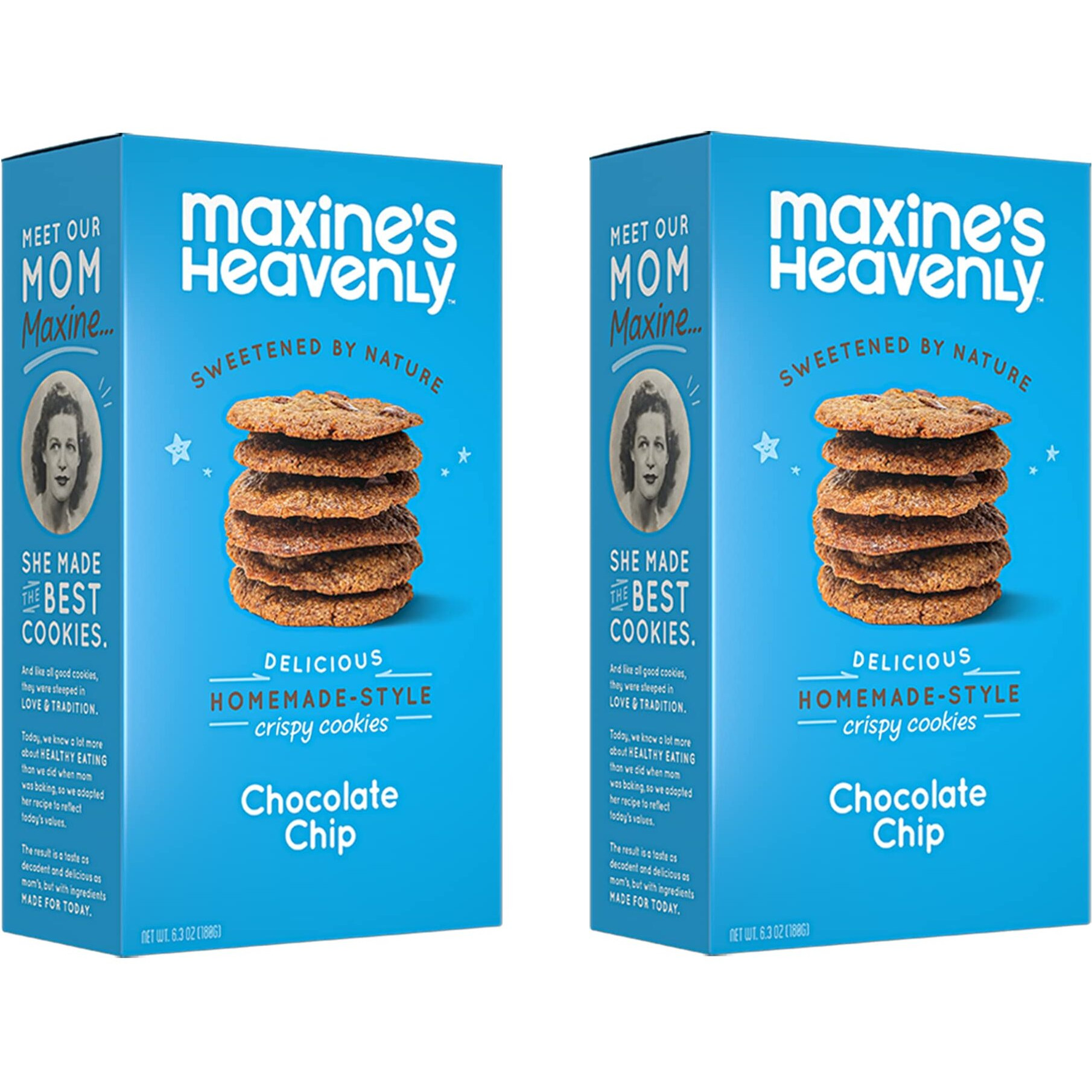 Maxine's Heavenly Crispy Chocolate Chip Cookies | Low Carb, Low Sugar, Vegan Snacks, Plant Based Snack, Kosher, Gluten Free Snack - Healthy Snacks | 2 Pack  24 Cookies