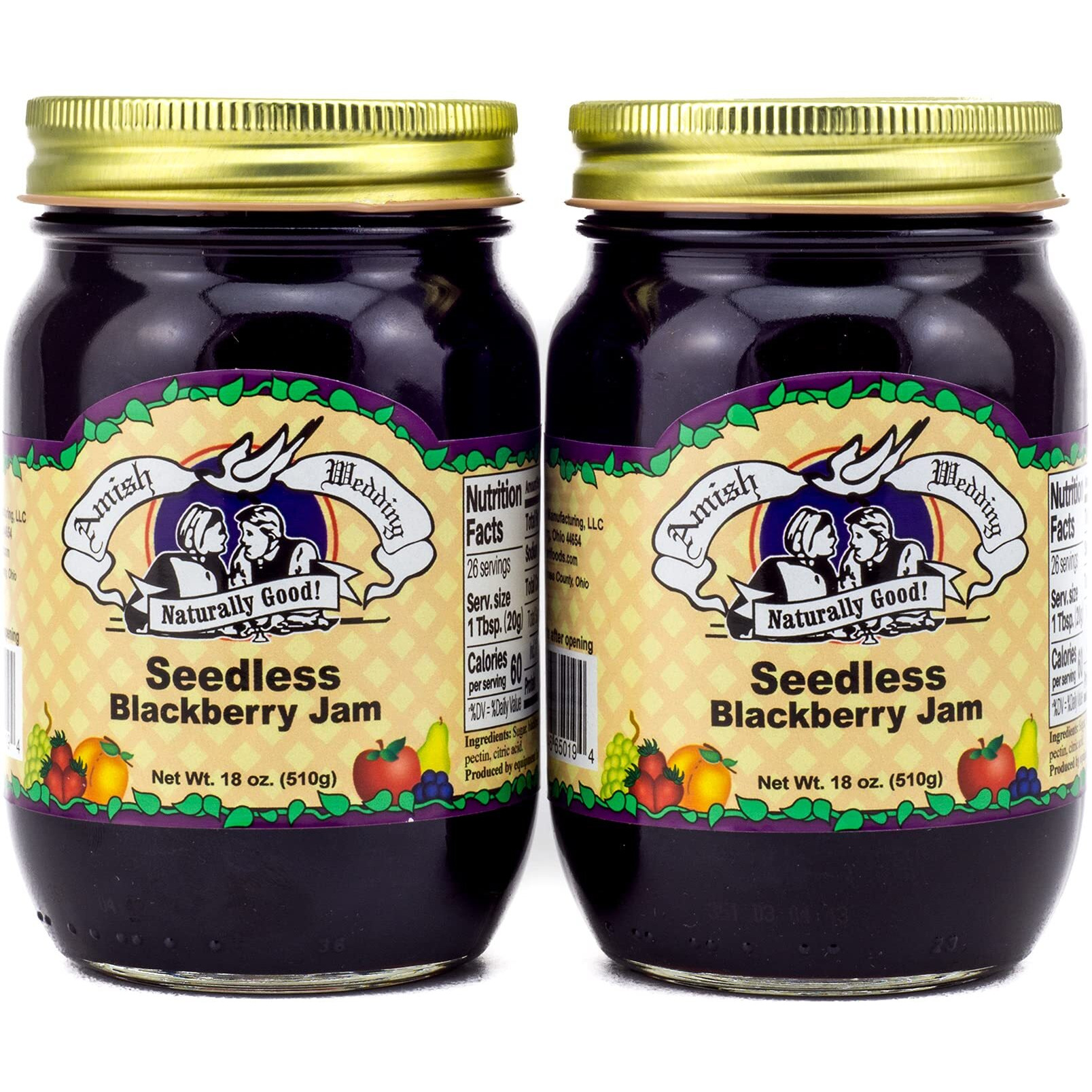 Amish Wedding Seedless Blackberry Jam 18Oz (Pack Of 2)