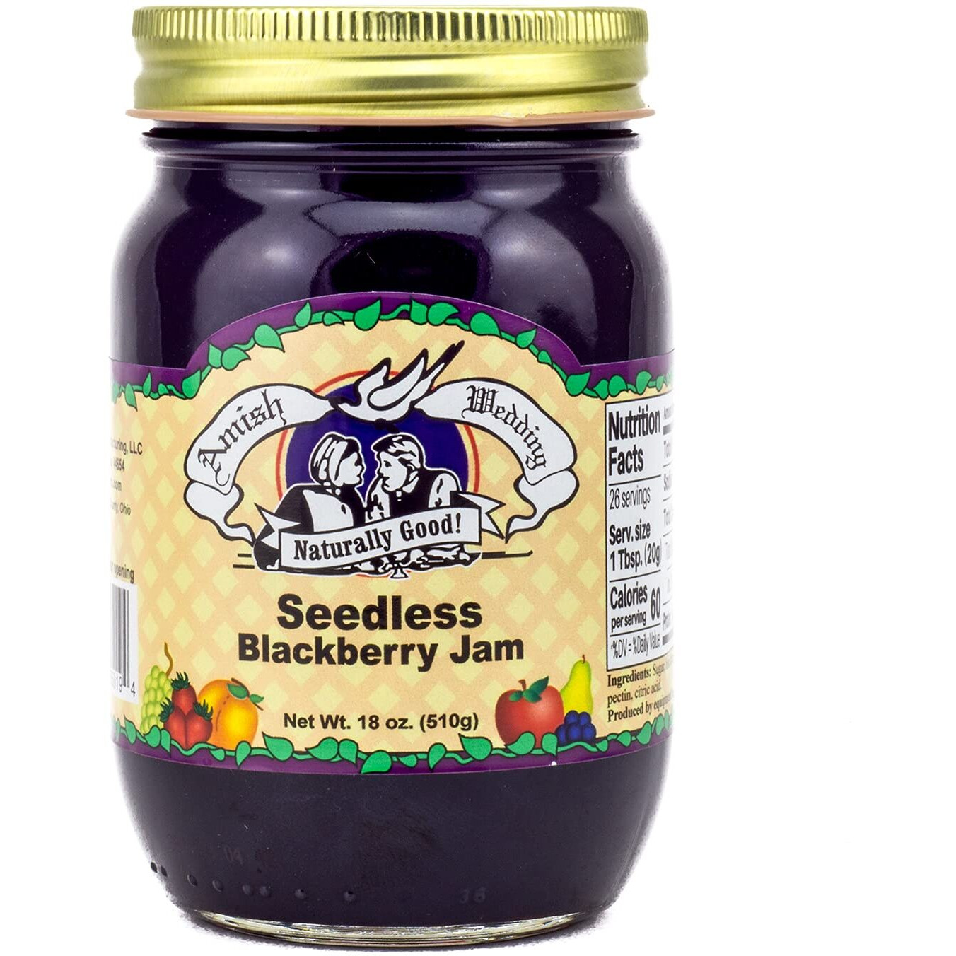 Amish Wedding Seedless Blackberry Jam 18Oz (Pack Of 2)