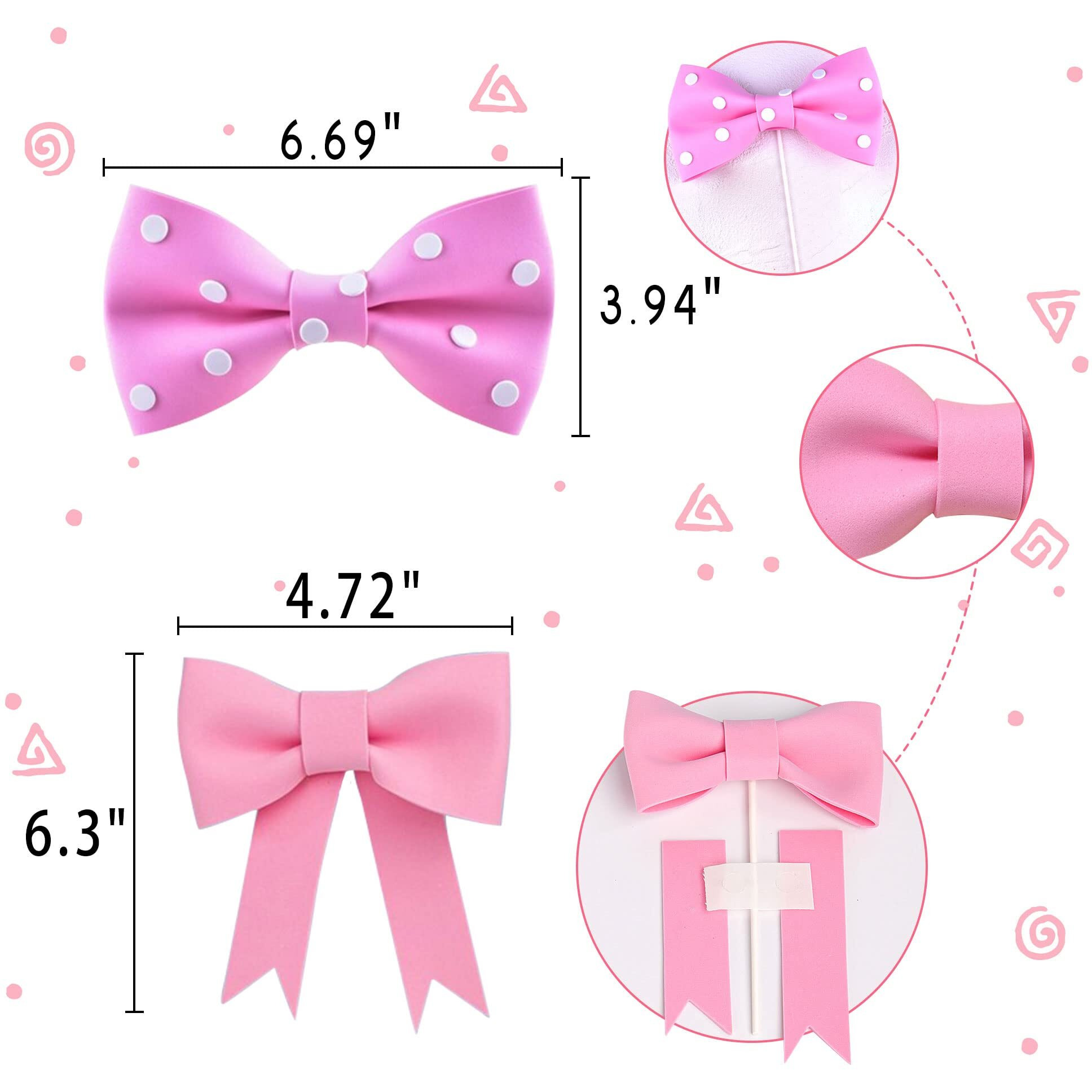 Pink Bow Cake Topper Bow Cake Decoration Baby Girl Cake Decoration Baby Shower Cake Topper For Girl Eva