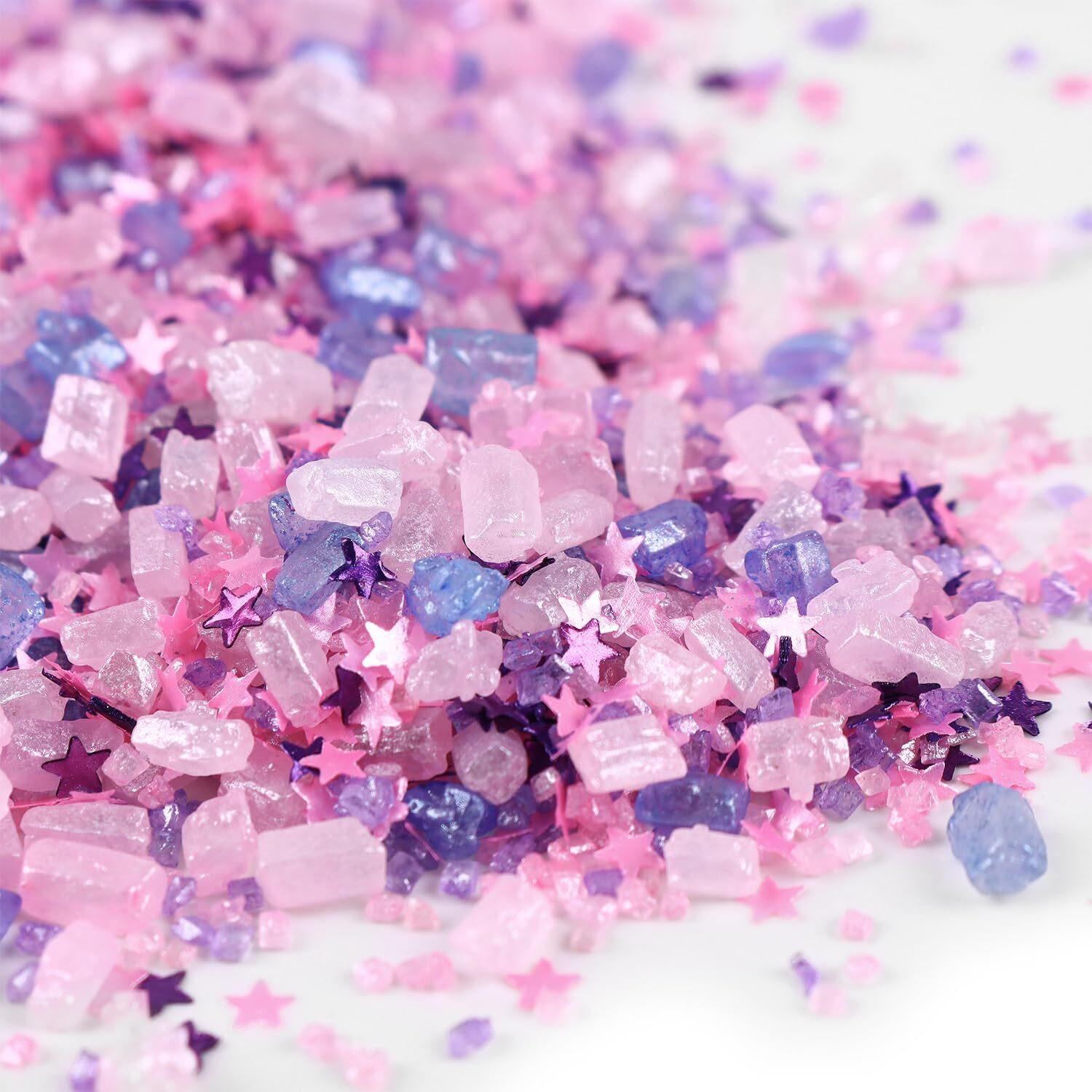 Sanding Sugar Edible Pink Glitter Stars Mix, Edible Purple&Pink Sugar Sprinkles For Cake Decorating, Sparkling Edible Pink Sanding Sugar For Cupcake Toppers Cookie Decorations For Wedding Party Celebrations 3.5Oz (Purple)