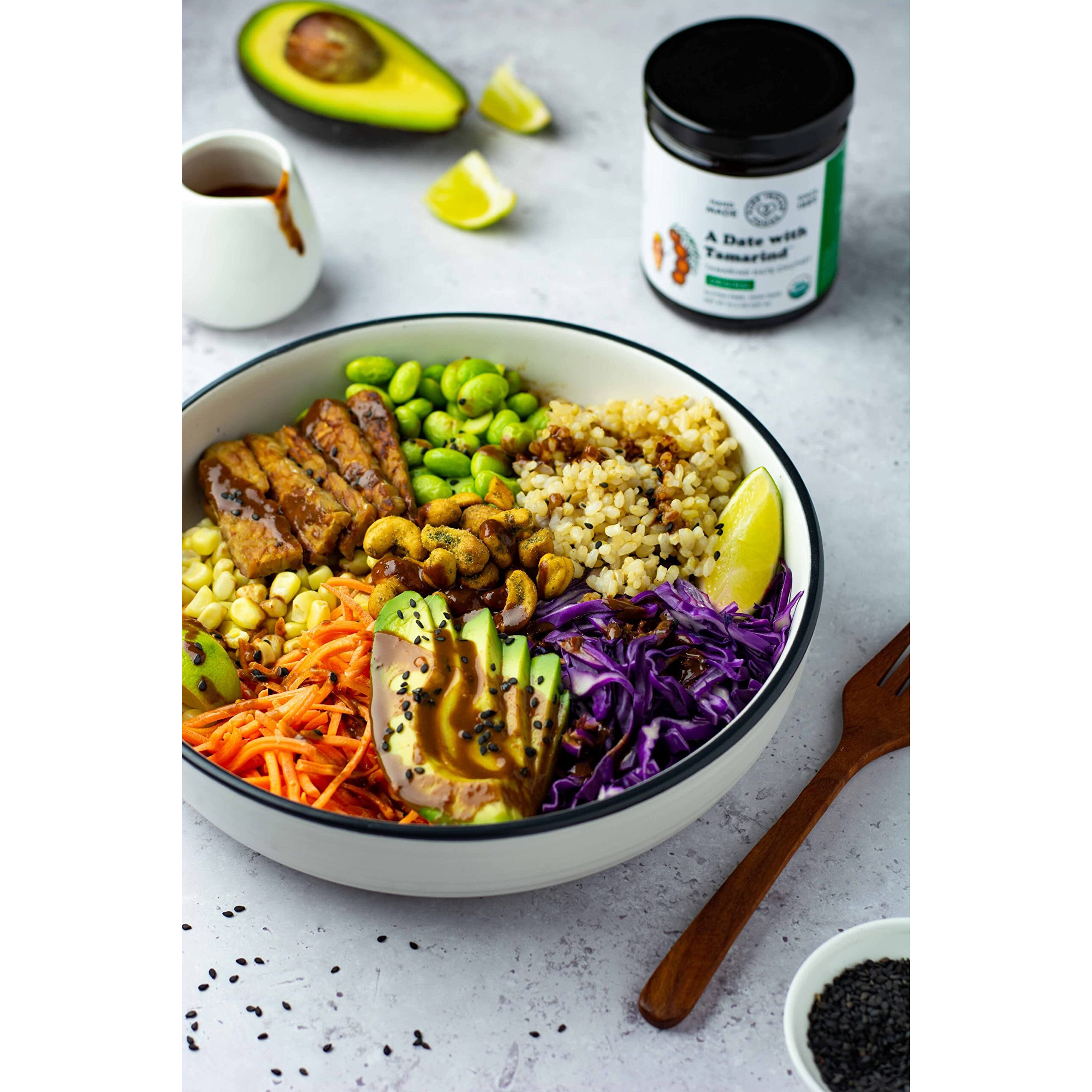Organic Tamarind Date Chutney Condiment (Indian Preserve) - A Date With Tamarind, Non-Gmo, No Sugar Added, Sweet And Sour/Tart Flavor, Glass Jar
