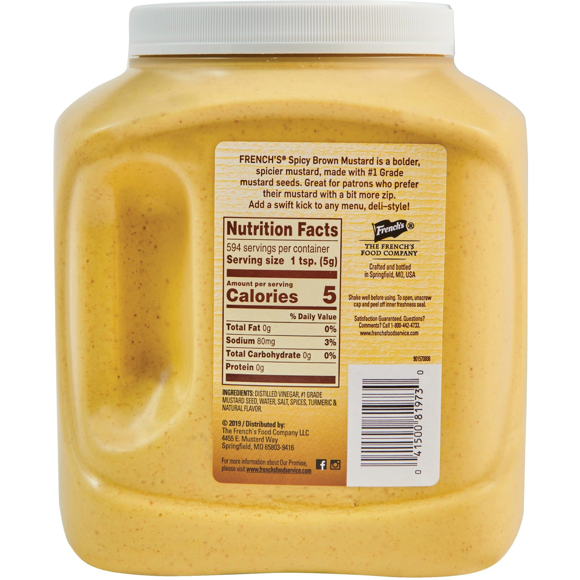 French's Spicy Brown Mustard, 105 Oz - One 105 Ounce Bulk Container Of Hot Brown Mustard, Perfect For Professional Use Or For Refillable Containers At Home