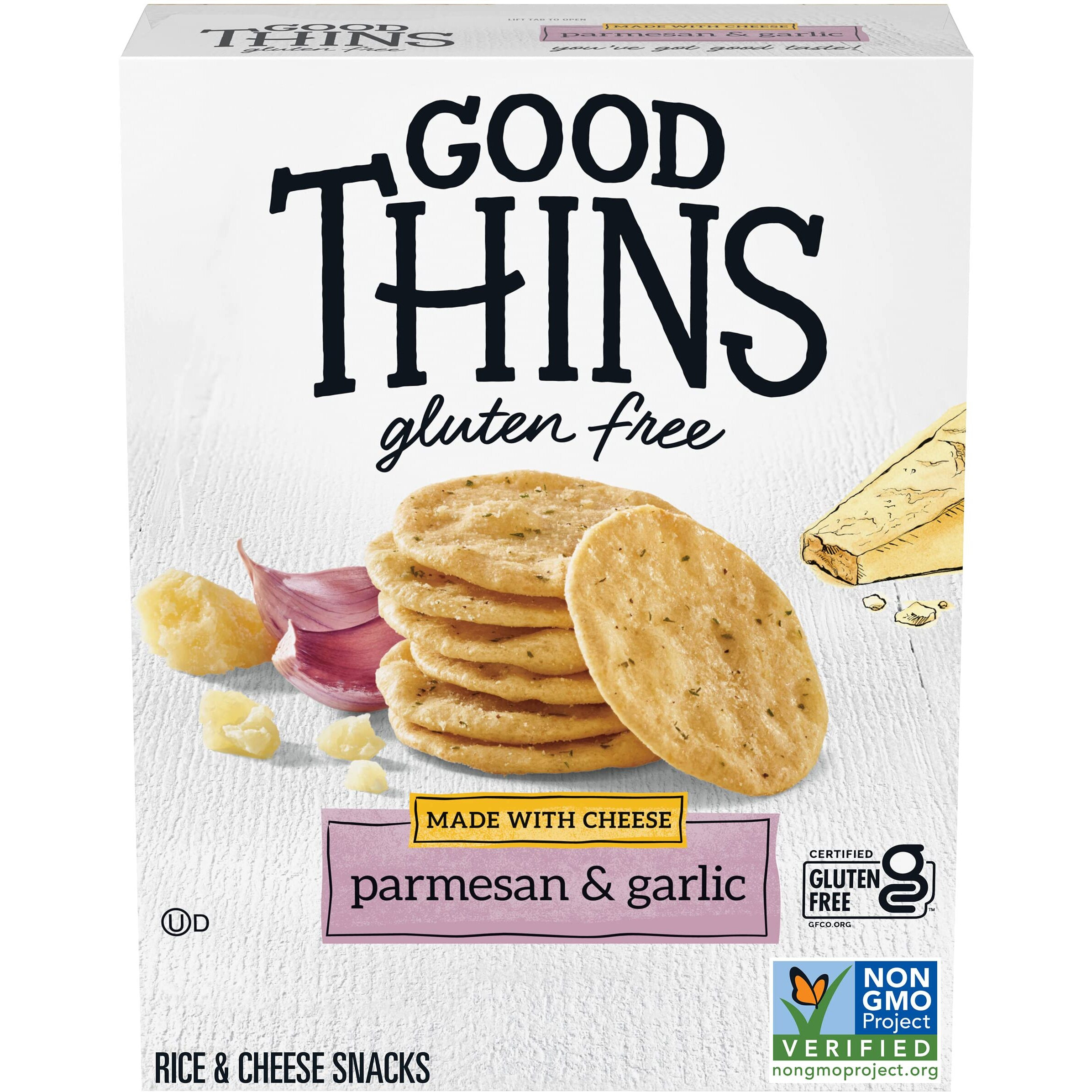 Good Thins Parmesan & Garlic Rice & Cheese Snacks Gluten Free Crackers, 3.5 Oz