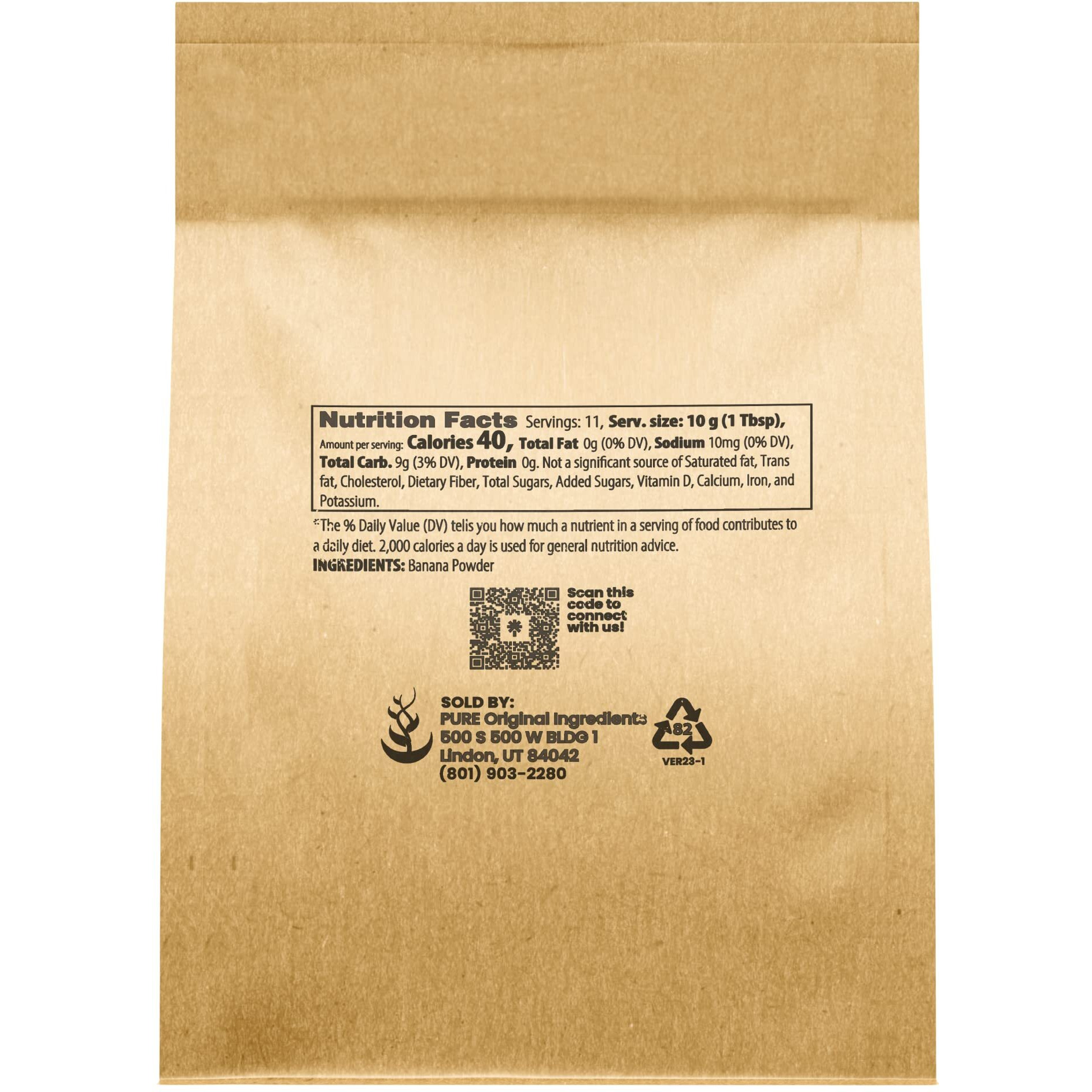 Pure Original Ingredients Banana Powder (4 Oz) Smoothies & Shakes, Pancakes & Desserts, Always Pure