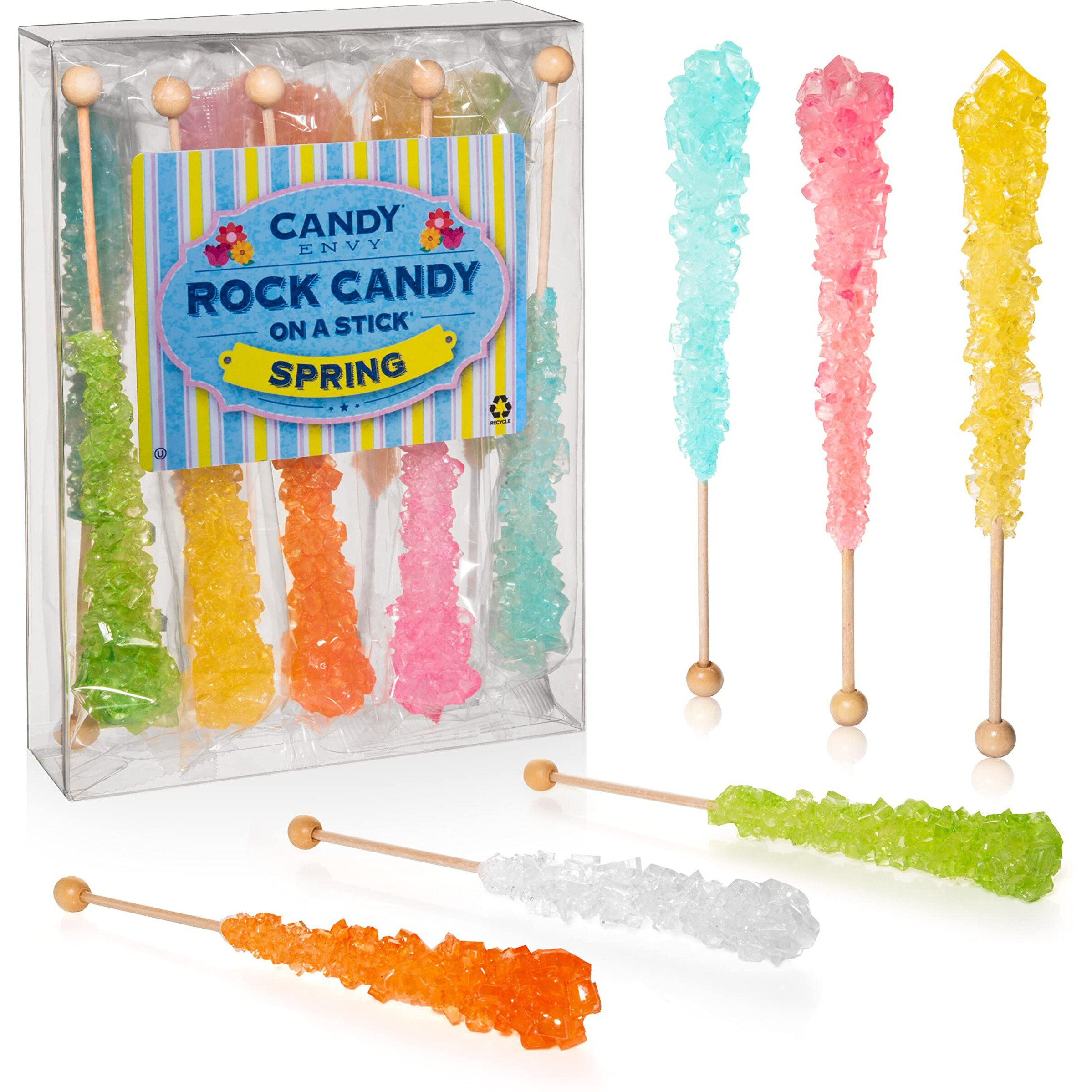 Spring Rock Candy Crystal Sticks - Spring Colors - 10 Indiv. Wrapped