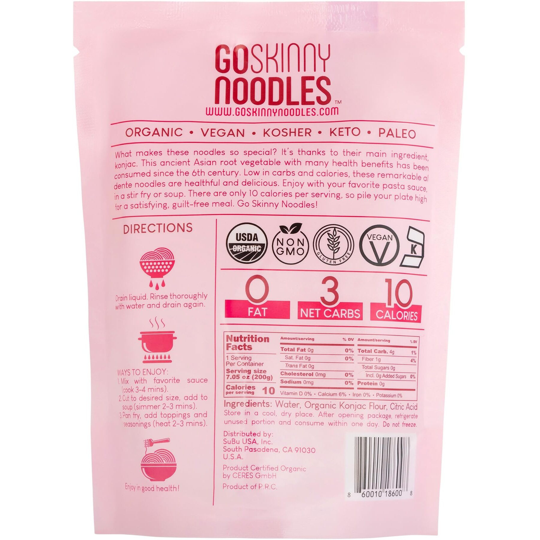 Goskinny Noodles Spaghetti (6), Organic, Odorless Shirataki & Konjac Pasta, Low Carb, Low Calorie, Gluten Free, Vegan, Kosher, Keto, Paleo-Friendly, Ready In Minutes