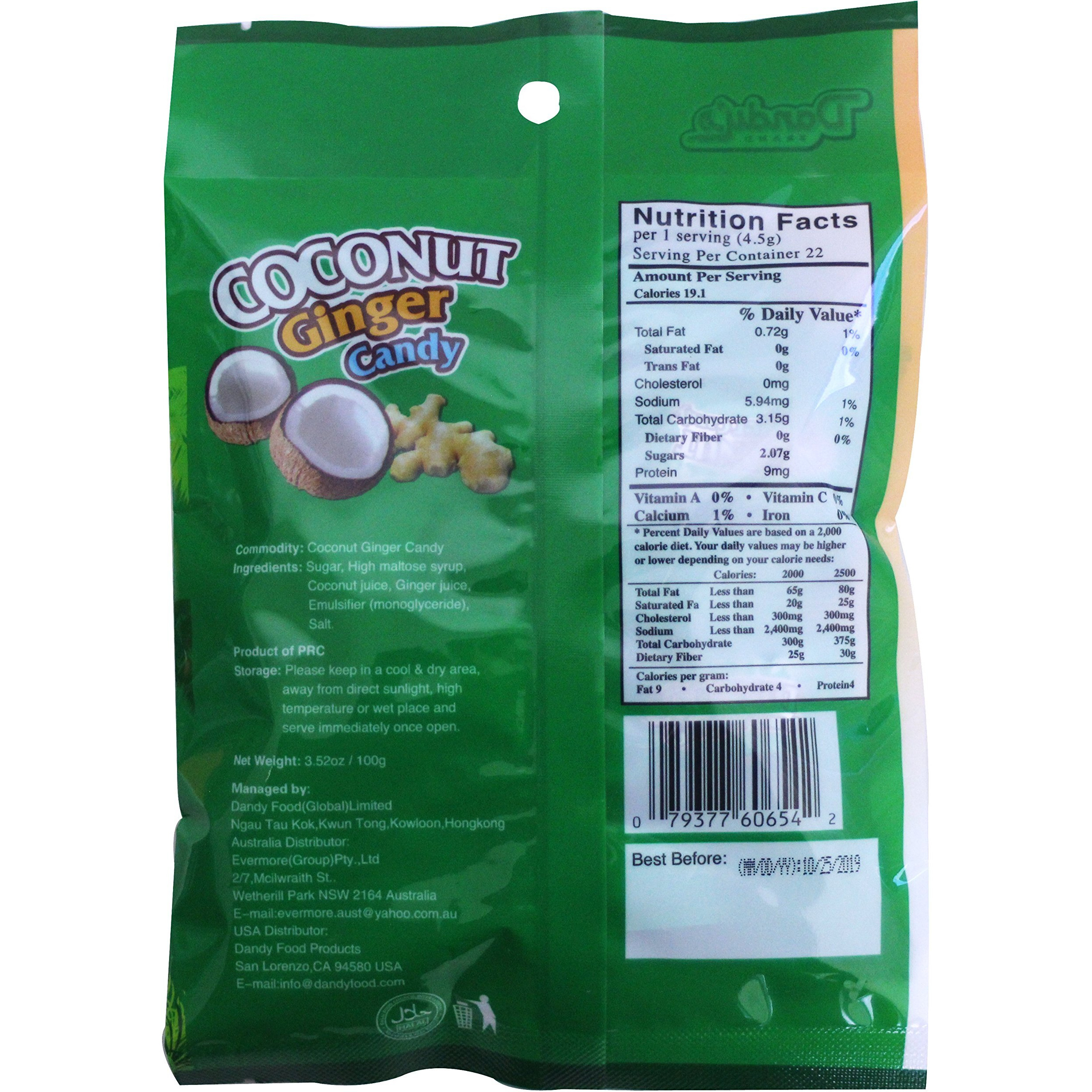 Dandy's Coconut Ginger Hard Candy, Set Of 4(3.52 Oz)