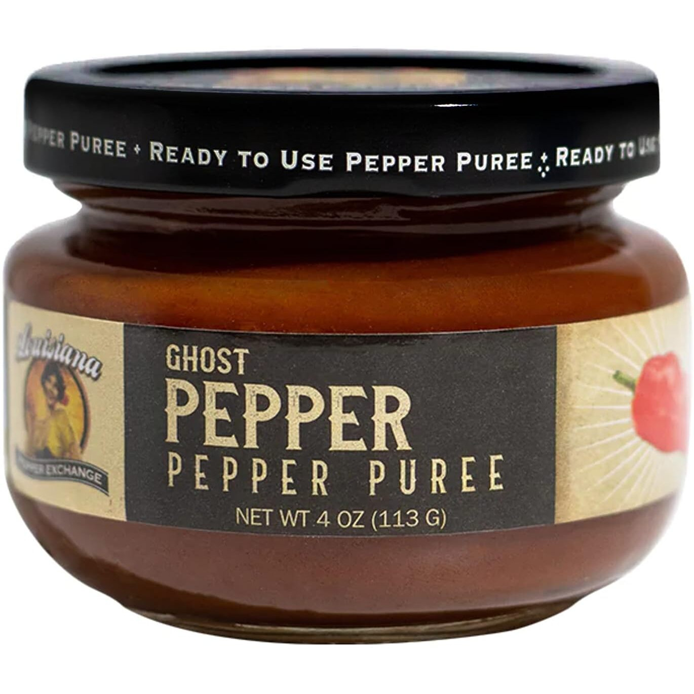 Ghost Pepper - Louisiana Pepper Exchange - Fresh Pepper Replacement (Ghost Pepper Puree) 1 Jar - Plant-Based, Gluten-Free, Simple Ingredients. Super Hot Chili Pepper, Great For Hot Wings, Add To Bbq Sauce, Bloody Mary