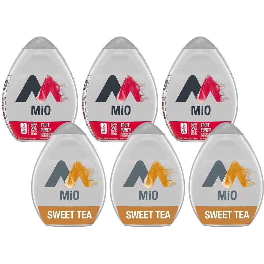 Mio Water Enhancement Variety Pack Includes 3 Fruit Punch And 3 Sweet Tea 1.62 Fl Oz Each (Pack Of 6)