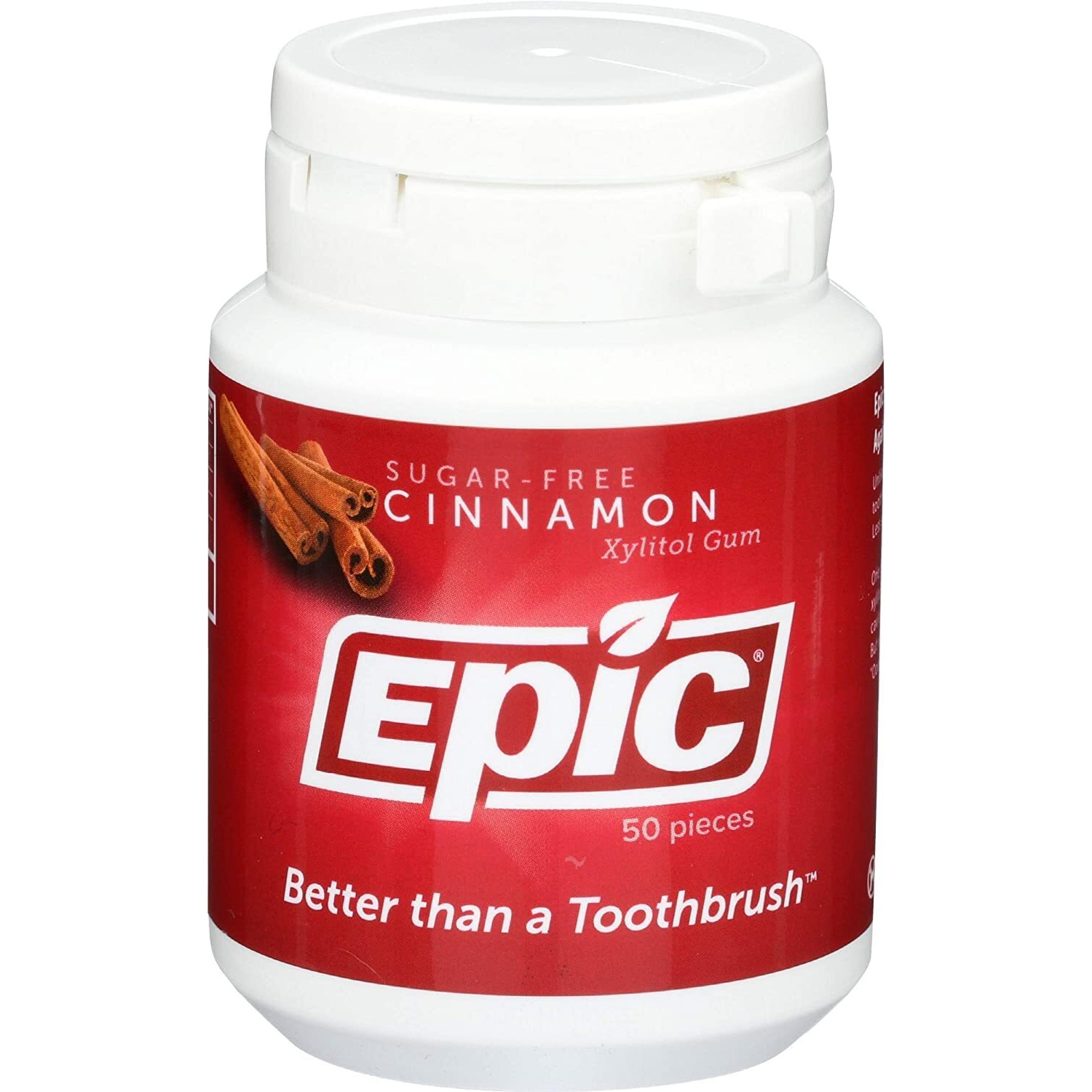 Epic Dental Cinnamon Gum Bottle, 50 Ct