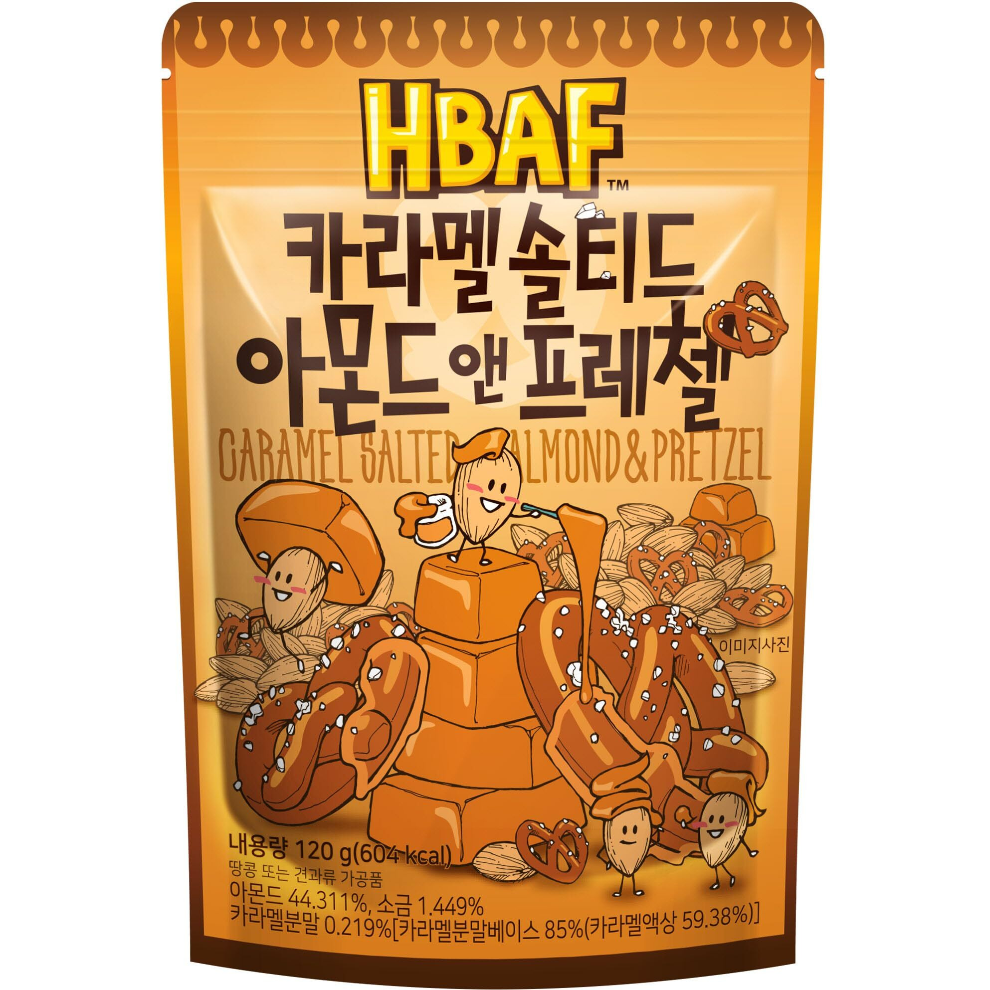 [Official Gilim Hbaf] Korean Salted Caramel & Pretzel Almonds Nut Protein Snack | After-School, Lunch, Office, Work, Trip Camping Snack | Pre-Workout Snack | Healthy Snacks | Korean Souvenir (Caramel Pretzel 1X120Gram)