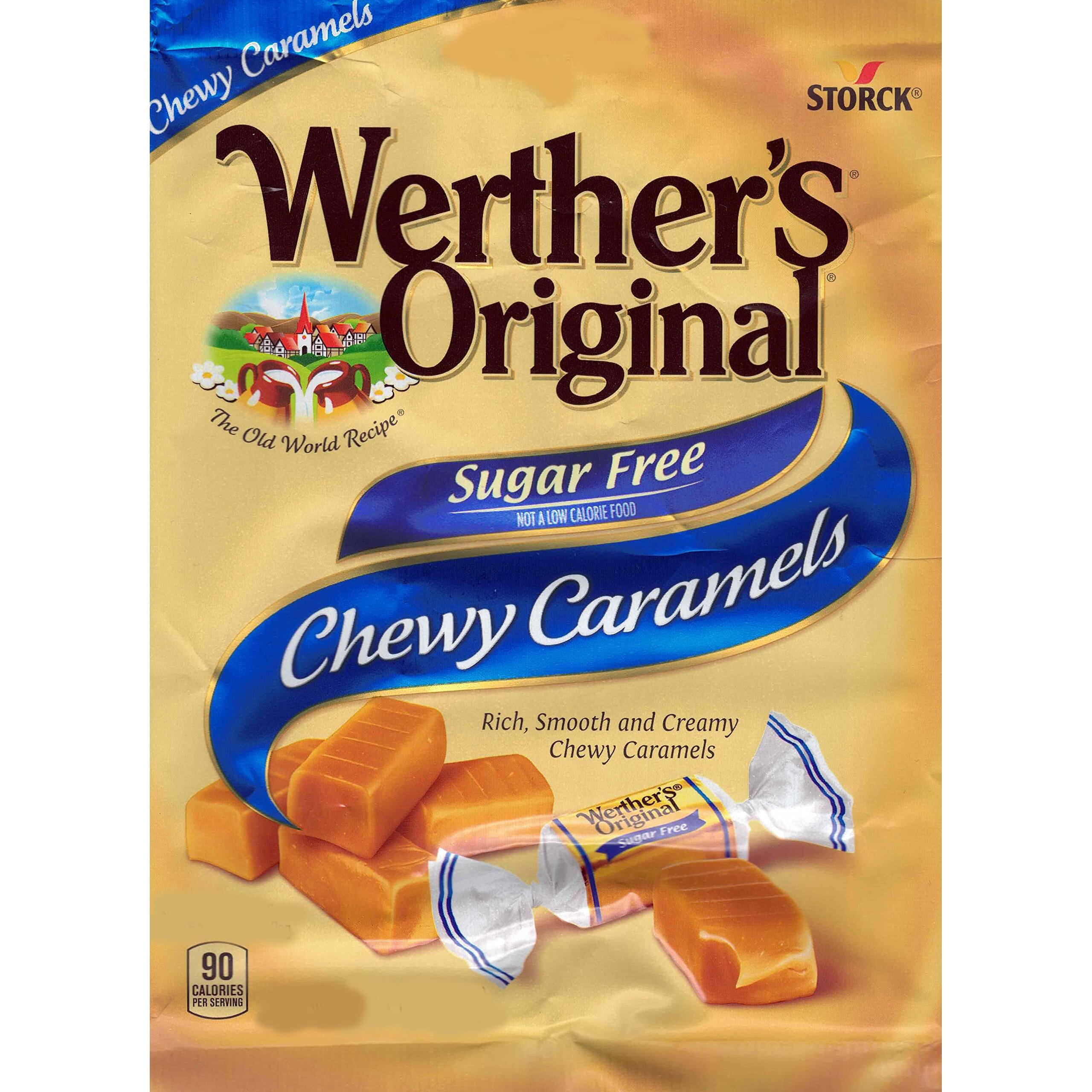 Bulk Werthers Original Hard Candy | Bulk Candy Individually Wrapped | Werthers Caramel Candy | 1 Lb Individual Flavor Bag | Includes Aromatik Mint Card (Sugar Free Chewy Caramel)