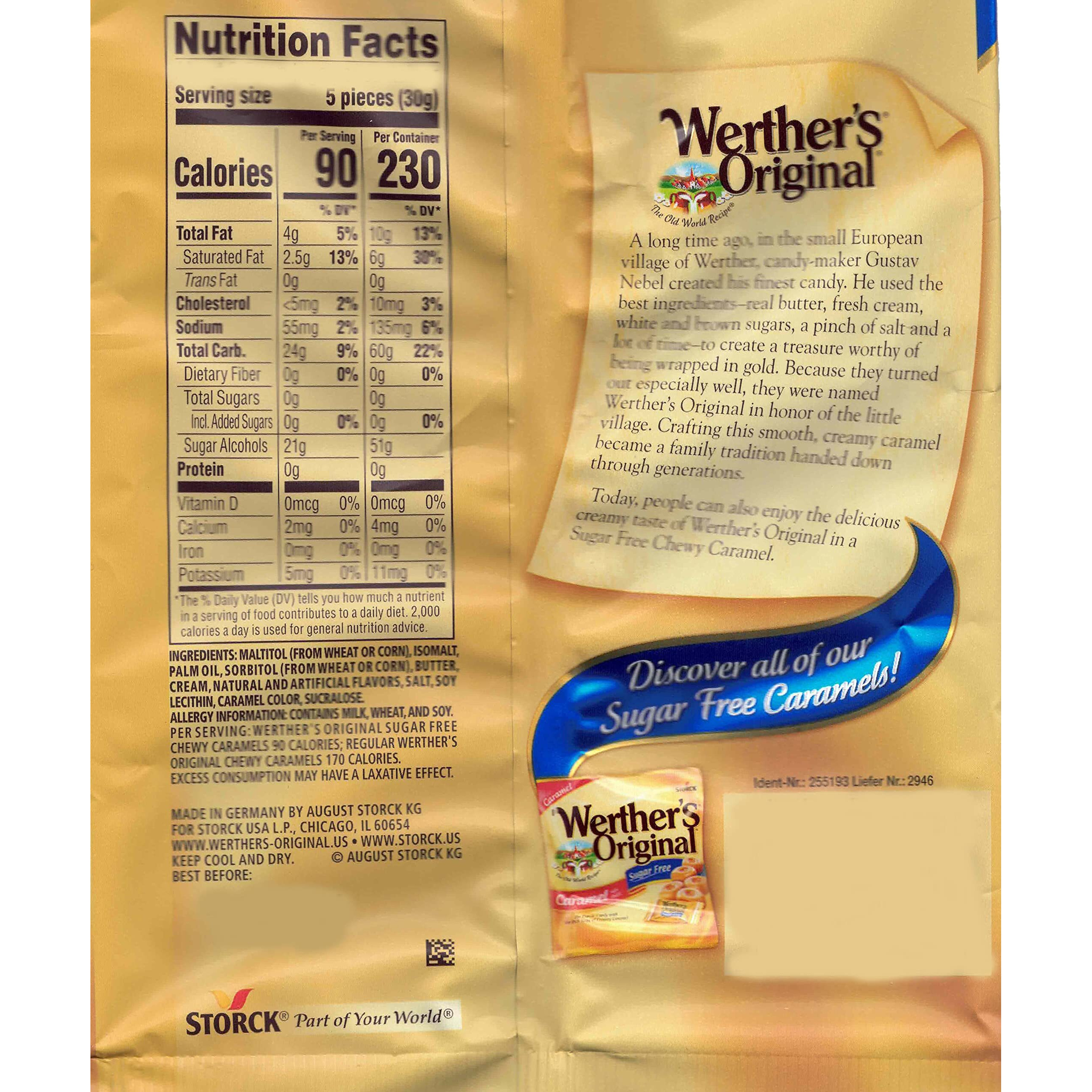 Bulk Werthers Original Hard Candy | Bulk Candy Individually Wrapped | Werthers Caramel Candy | 1 Lb Individual Flavor Bag | Includes Aromatik Mint Card (Sugar Free Chewy Caramel)