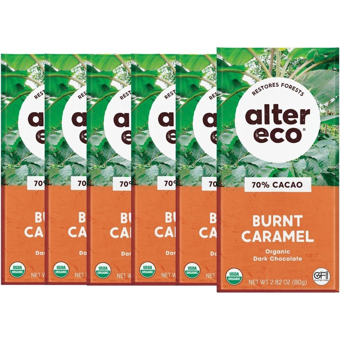Alter Eco | Dark Chocolate Bars | Pure Dark Cocoa, Fair Trade, Organic, Non-Gmo, Gluten Free (6-Pack Burnt Caramel)